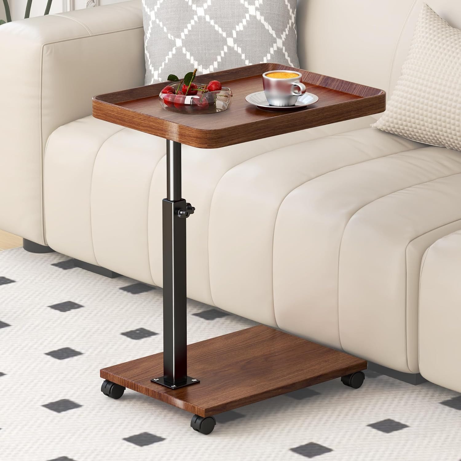 Refined Living Beistelltisch Verstellbarer C-förmiger Beistelltisch,Couchtisch,Sofatisch mit Rollen (Höhenverstellbar 45–80 cm, mit 360° drehbar, Couchtisch kle – Bild 5 von 5
