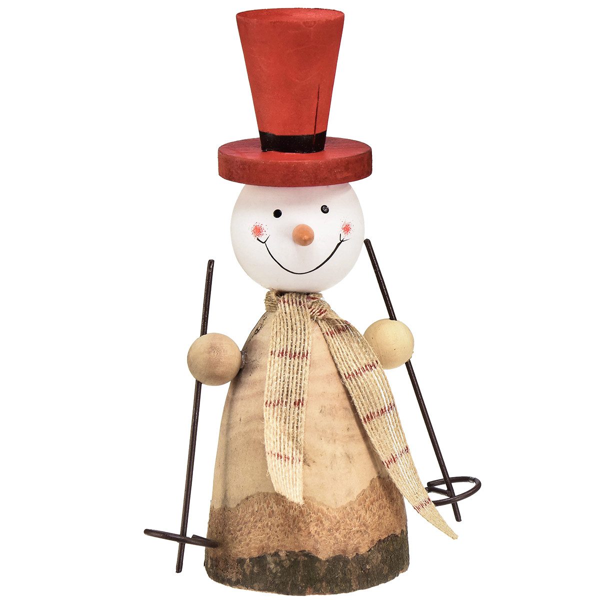 Viana Schneemann Schneemann Deko Holzfigur Rot Natur 20,5cm Handgefertigt