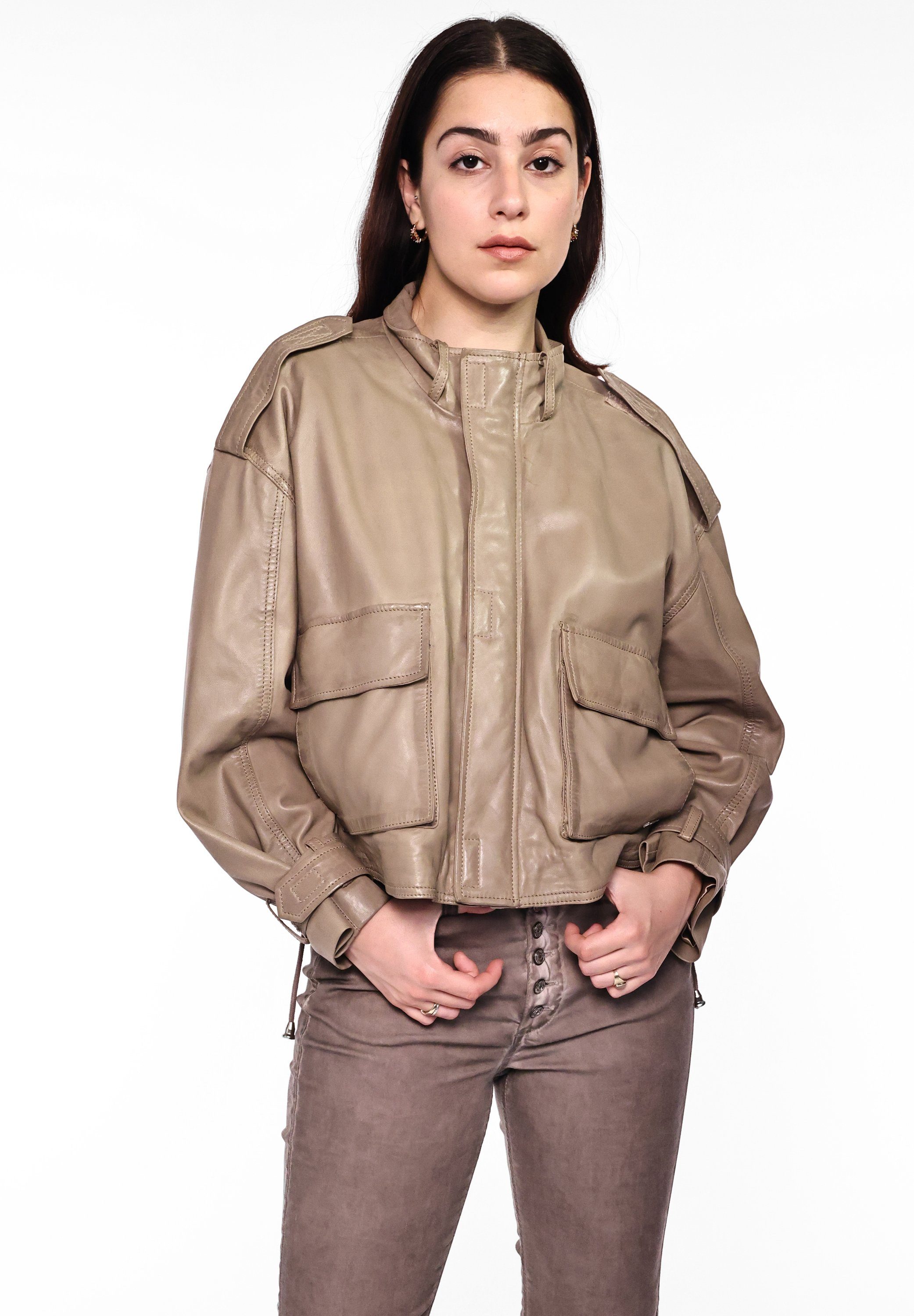 taupe Maze Lederjacke 42020132