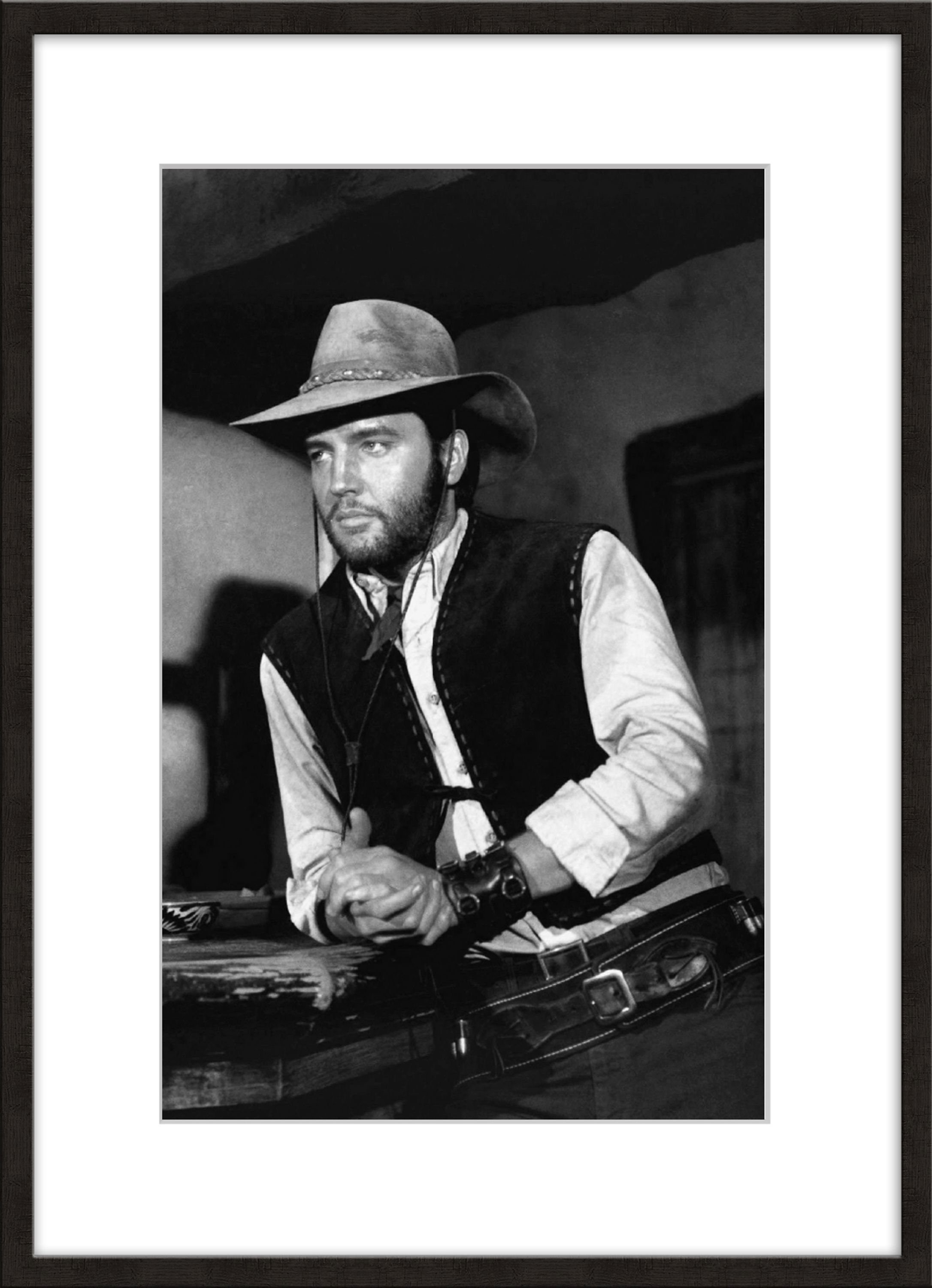 artissimo Bild mit Rahmen Bild gerahmt 51x71cm / schwarz-weiß Плакат mit Rahmen / Elvis Presley, King of Rock´n Roll: Elvis Presley