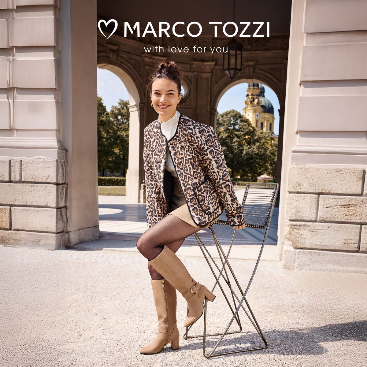 MARCO TOZZI Stiefel, Blockabsatz, Businessstiefel, Langschaftstiefel mit Zierschnalle