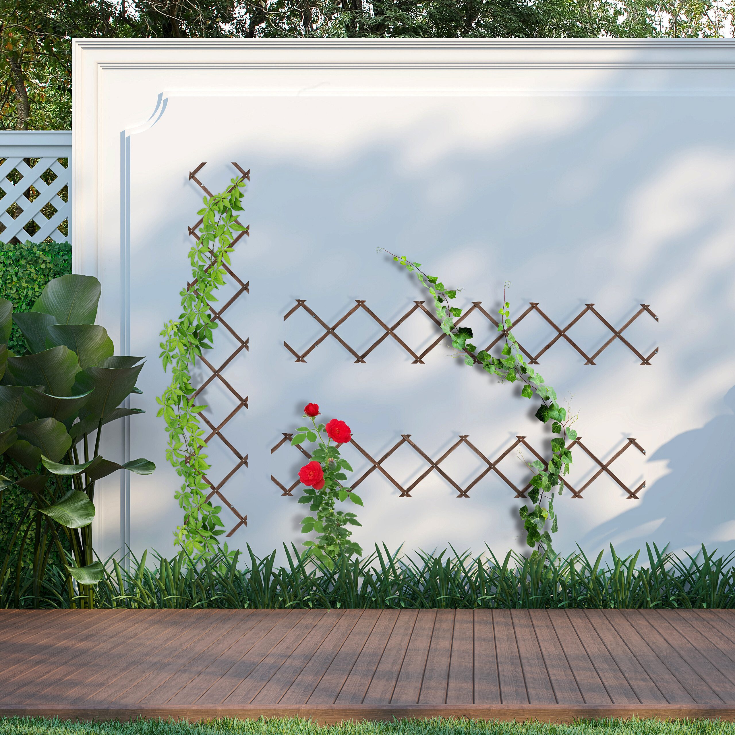 relaxdays Rankgitter Ausziehbares Rankgitter im 3er Set, braun günstig online kaufen