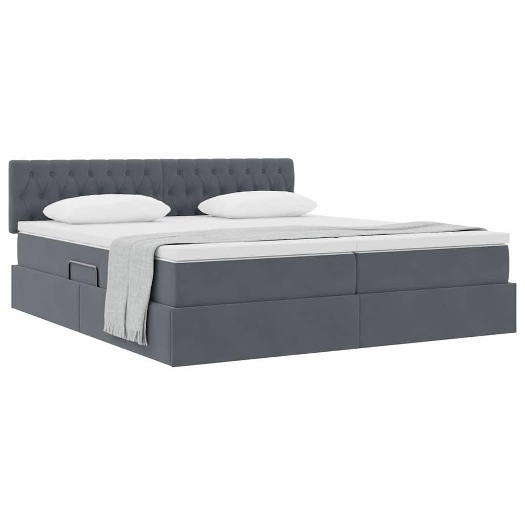 vidaXL Bed Storage Bed with Mattress Dark Grey 90 x 200 cm (1-piece)