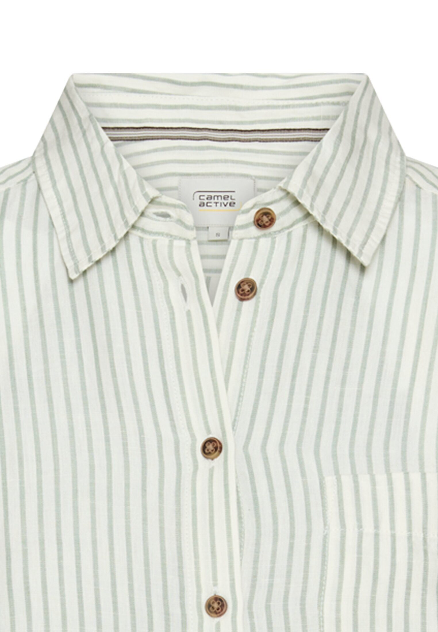 camel active Hemdbluse Bluse mit Kentkragen Langarm gestreift