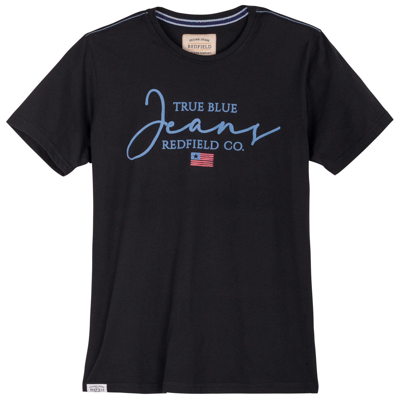 Rundhalsshirt Redfield Übergrößen T-Shirt Print Jeans schwarz