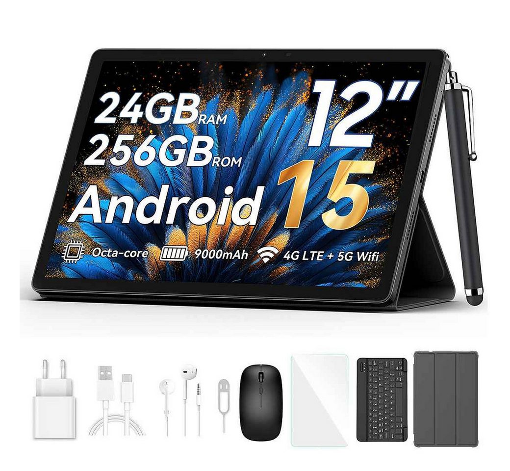 blackview 12,1 " Mega2 Android 15 4G LTE 2,4K 8GB/12GB+256GB Tablet (12", 256 GB, Android 15, 4G (LTE), 2.4K FHD, 9000mAh, PC-Modus 2,0, Octa-Core)