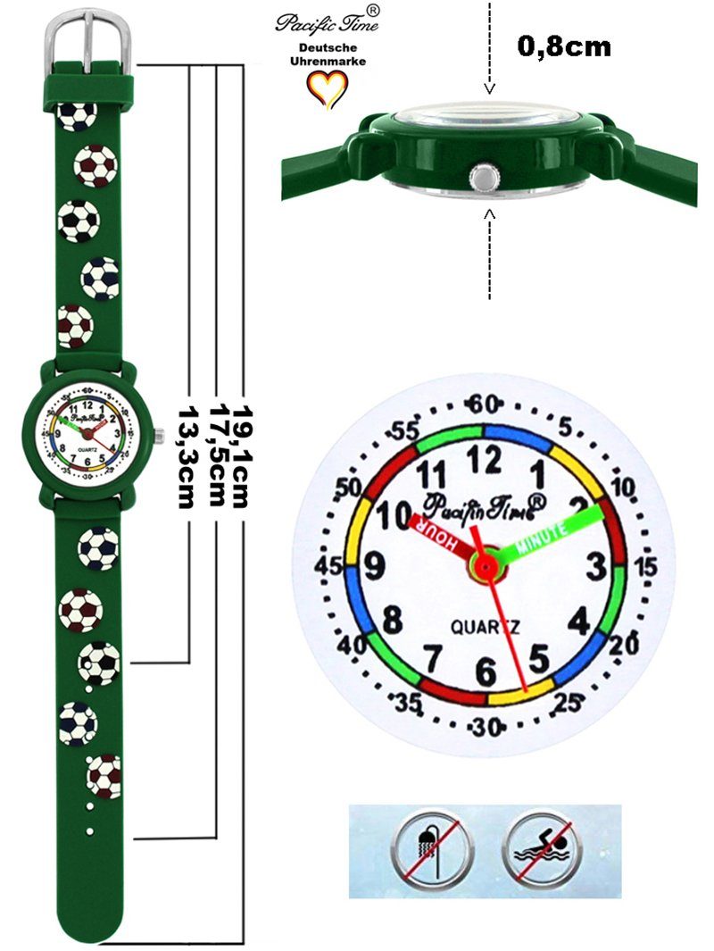 grün Quarzuhr Lernuhr Pacific Silikonarmband, Gratis Kinder Fußball Time Armbanduhr Versand