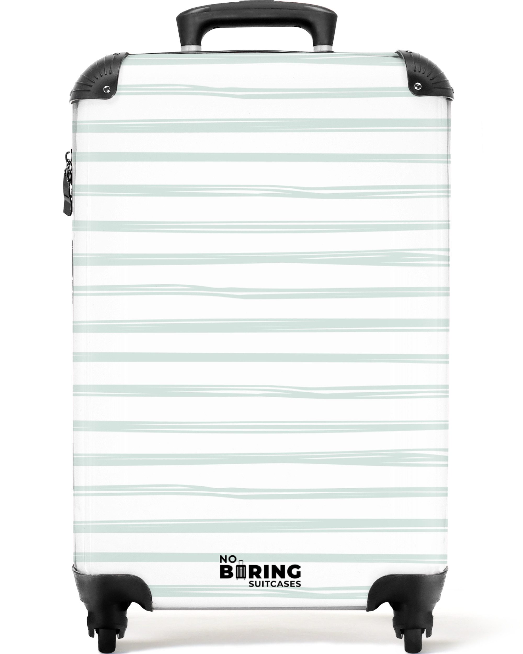 NoBoringSuitcases.com© Hartschalen-Trolley Streifendesign grün 55x35x20cm, Kinder Koffer Klein, Trolley Handgepäck, Reisekoffer