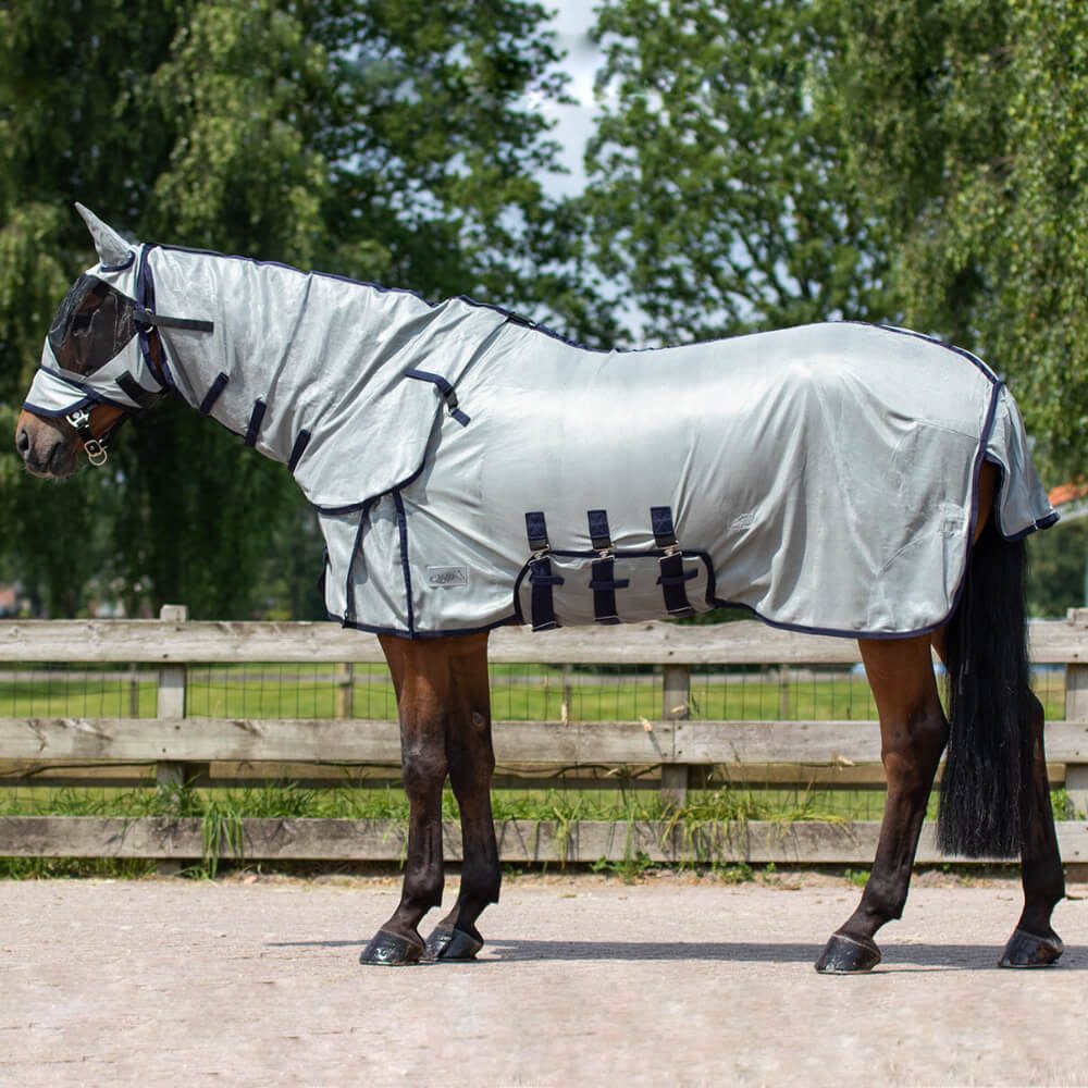 QHP Pferde-Fliegendecke QHP Fliegendecke mit Halsteil und Haube