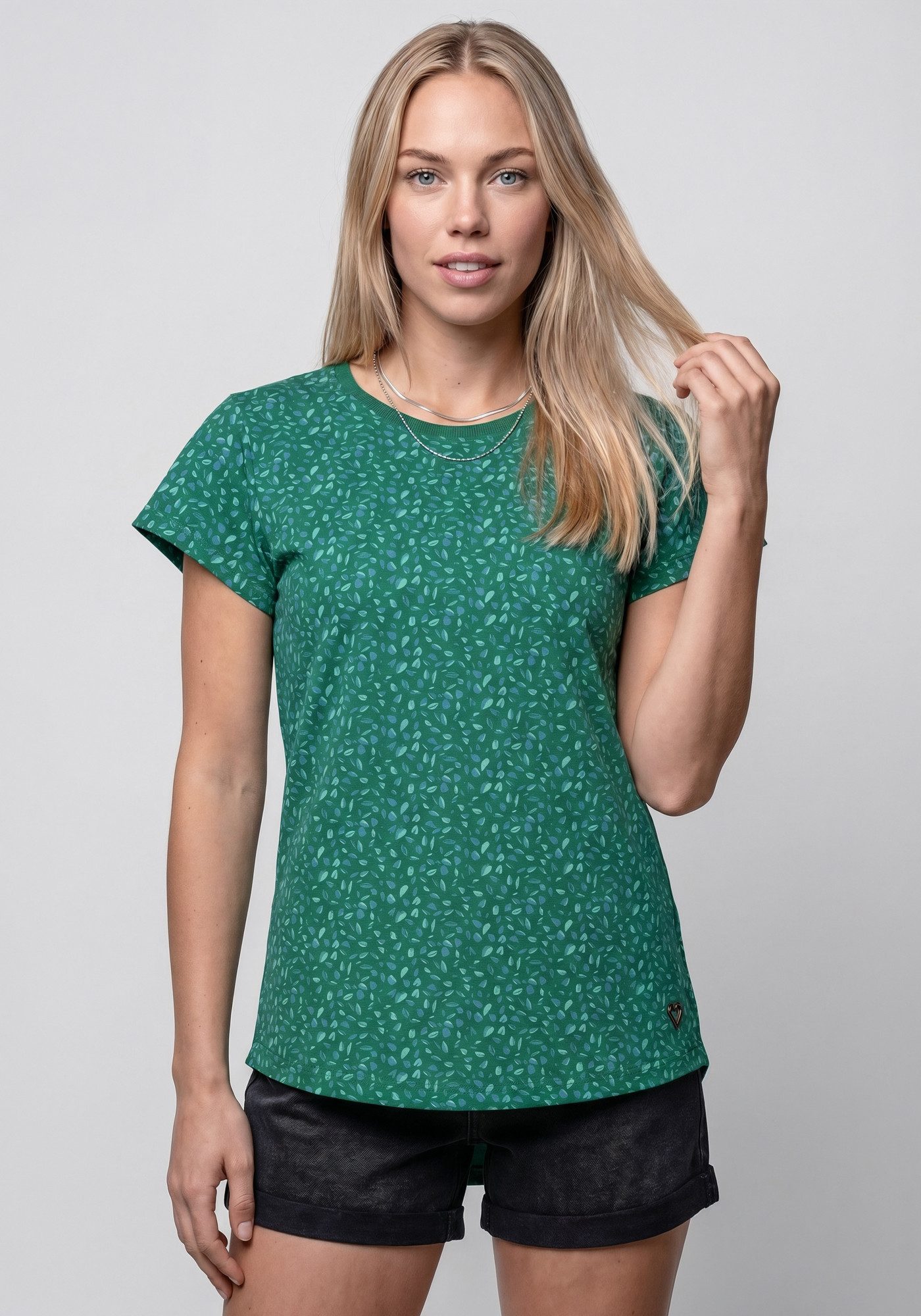 Alife & Kickin Rundhalsshirt FelinaAK B modisches Basic-Shirt mit Rundhals-Ausschnitt, rundem Saum und allover