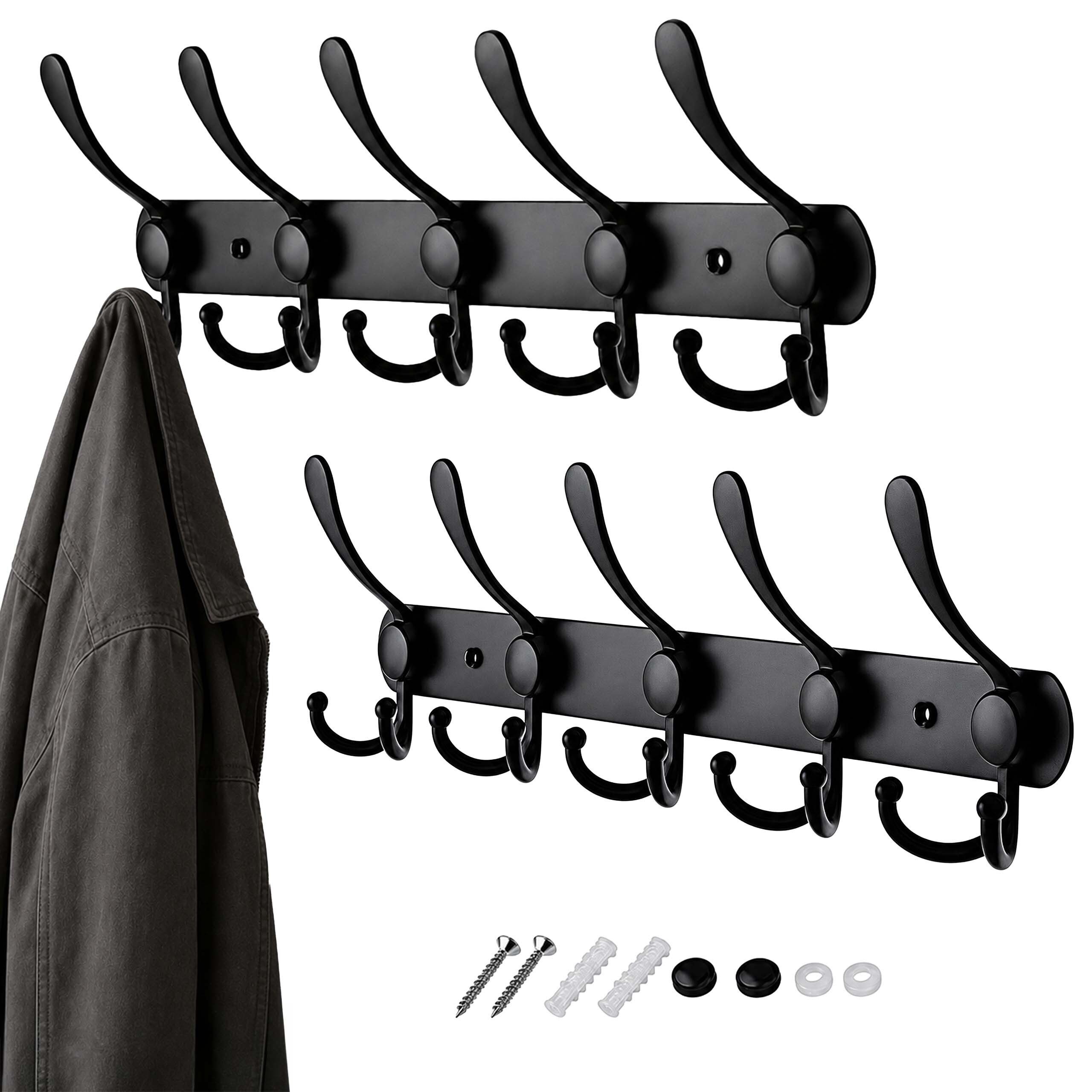 relaxdays Garderobenhaken Garderobenleiste 2er Set (2 St), schwarz
