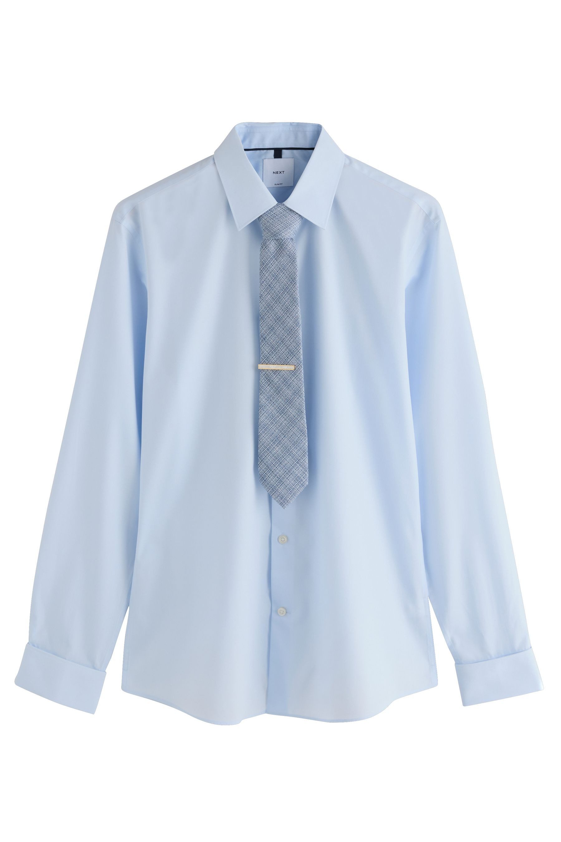 Langarmhemd Slim Fit Hemd, Krawatte und Manschettenknöpfe