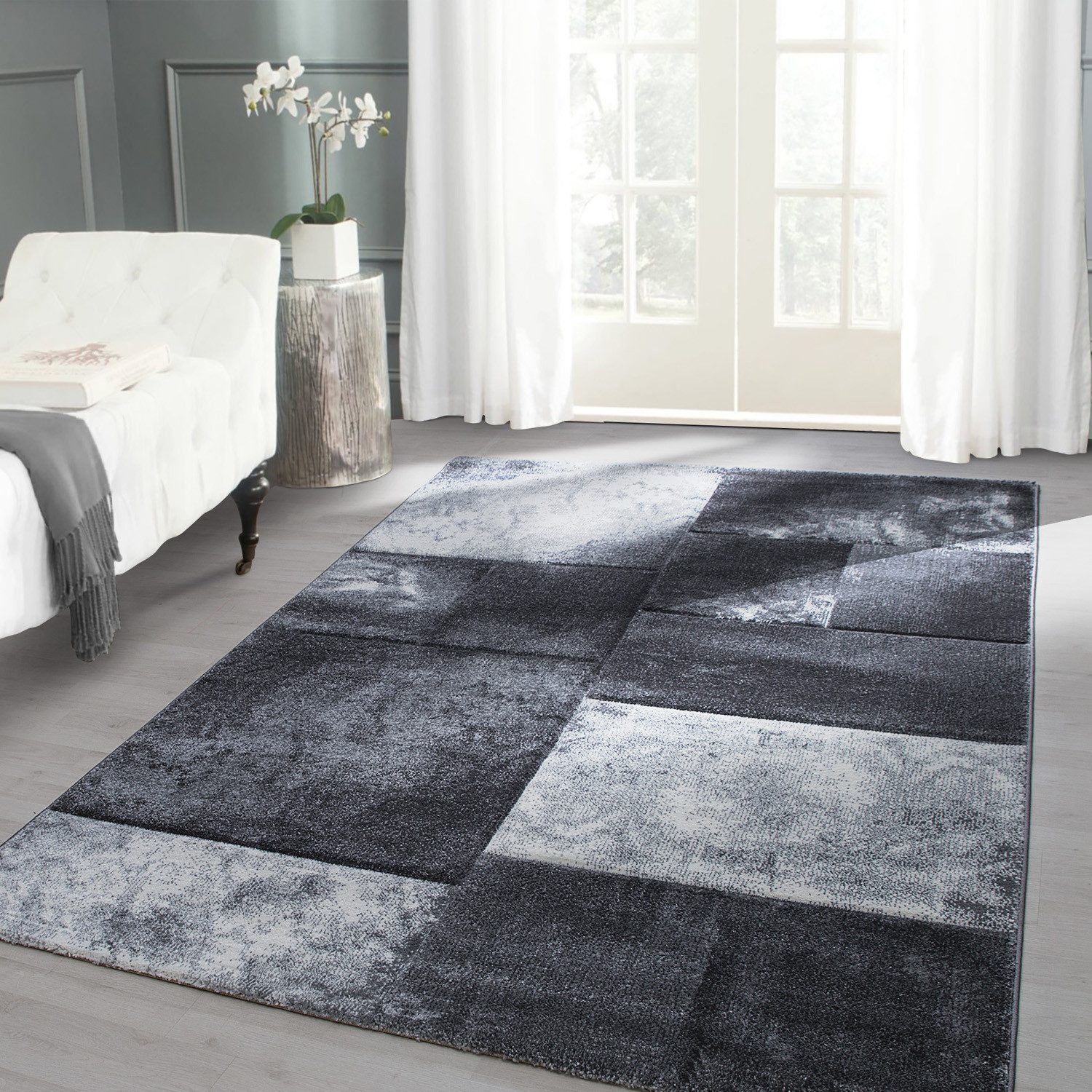 Carpettex Frisé-Teppich Kariert Design, Läufer, Höhe: günstig online kaufen