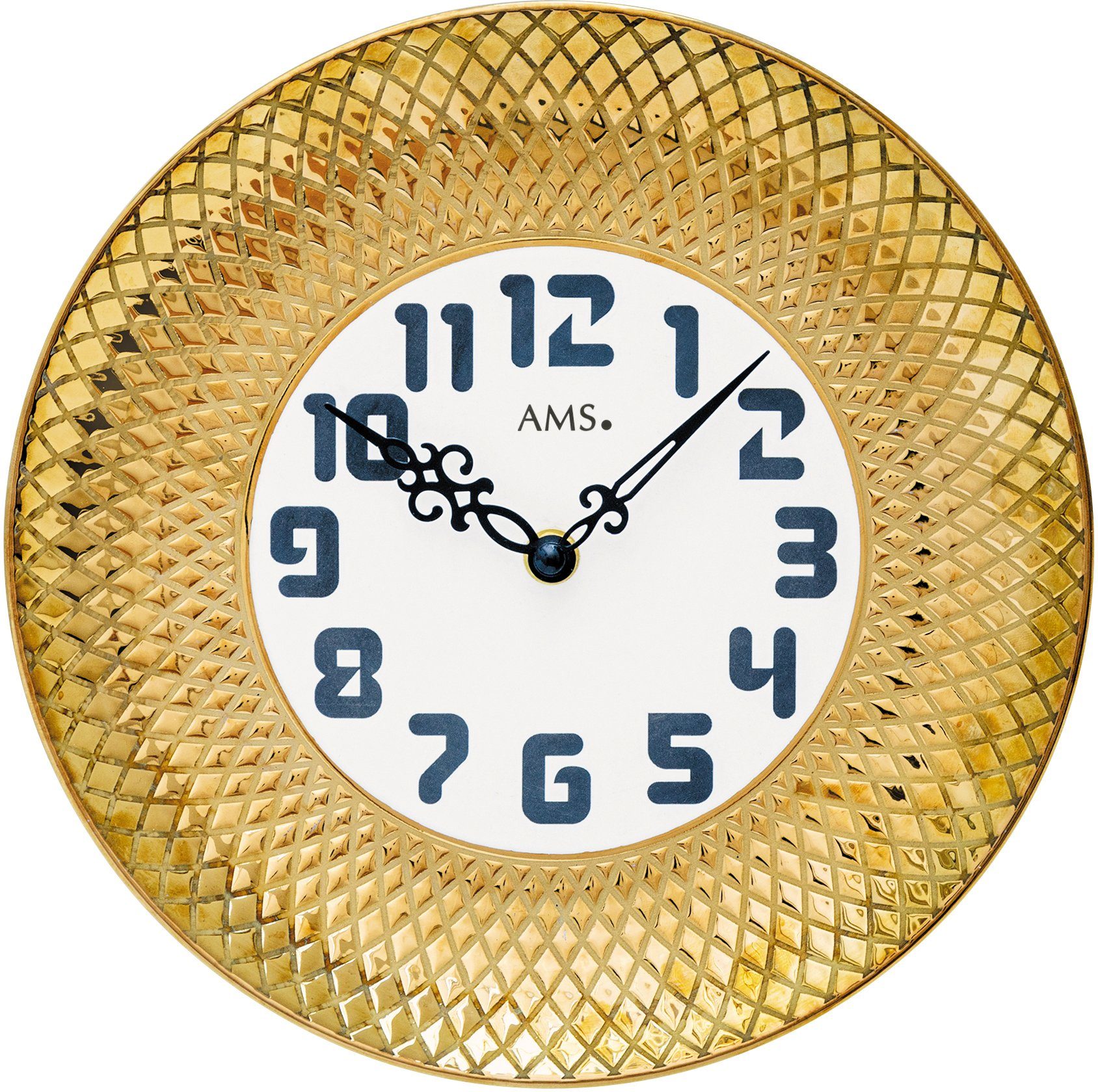 AMS Wanduhr W9615 (Quarzuhr,Keramik,Wohnzimmer,Esszimmer,Küche,Arbeitszimmer,Büro,Flur)
