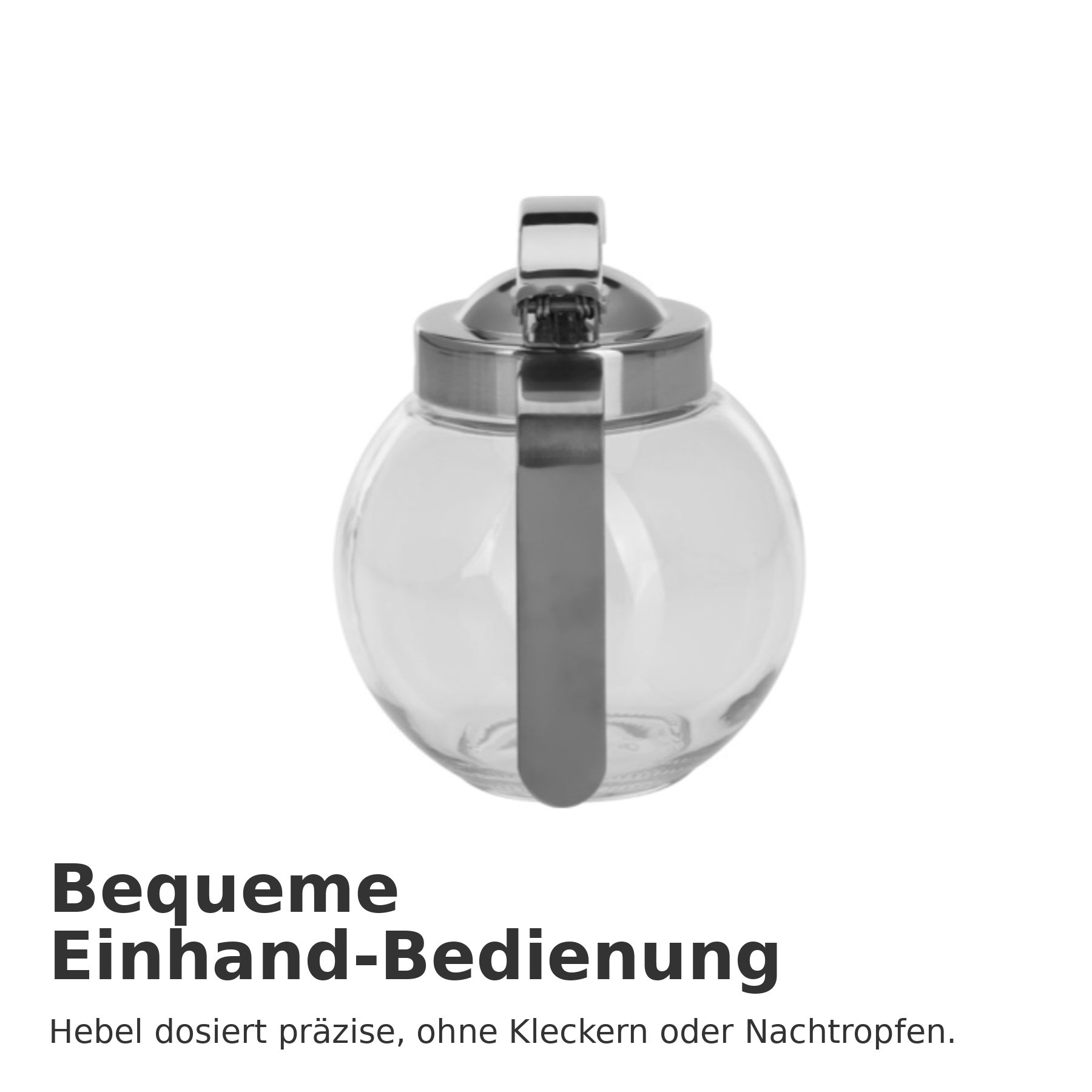 Thiru Honigglas - Sahnegießer/Honigspender - Honigtopf - Einhandbedienung & tropffrei