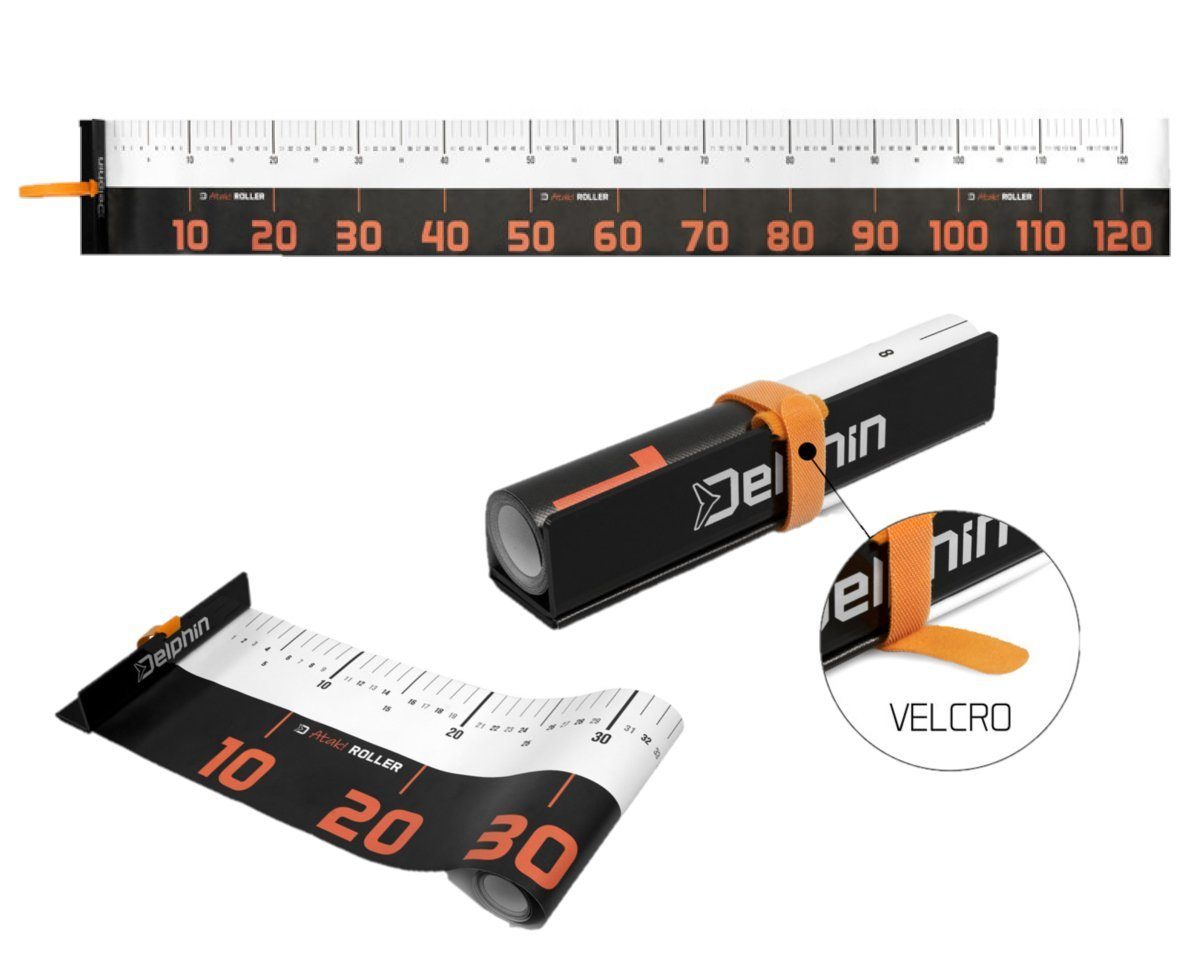 Delphin.sk Angelkescher Delphin ATAK! Roller 120x16cm Fisch Massband MEASURE MAT Abhakmatte, Einsatz beim Angeln vom Ufer aus, aber auch vom Boot oder Kajak