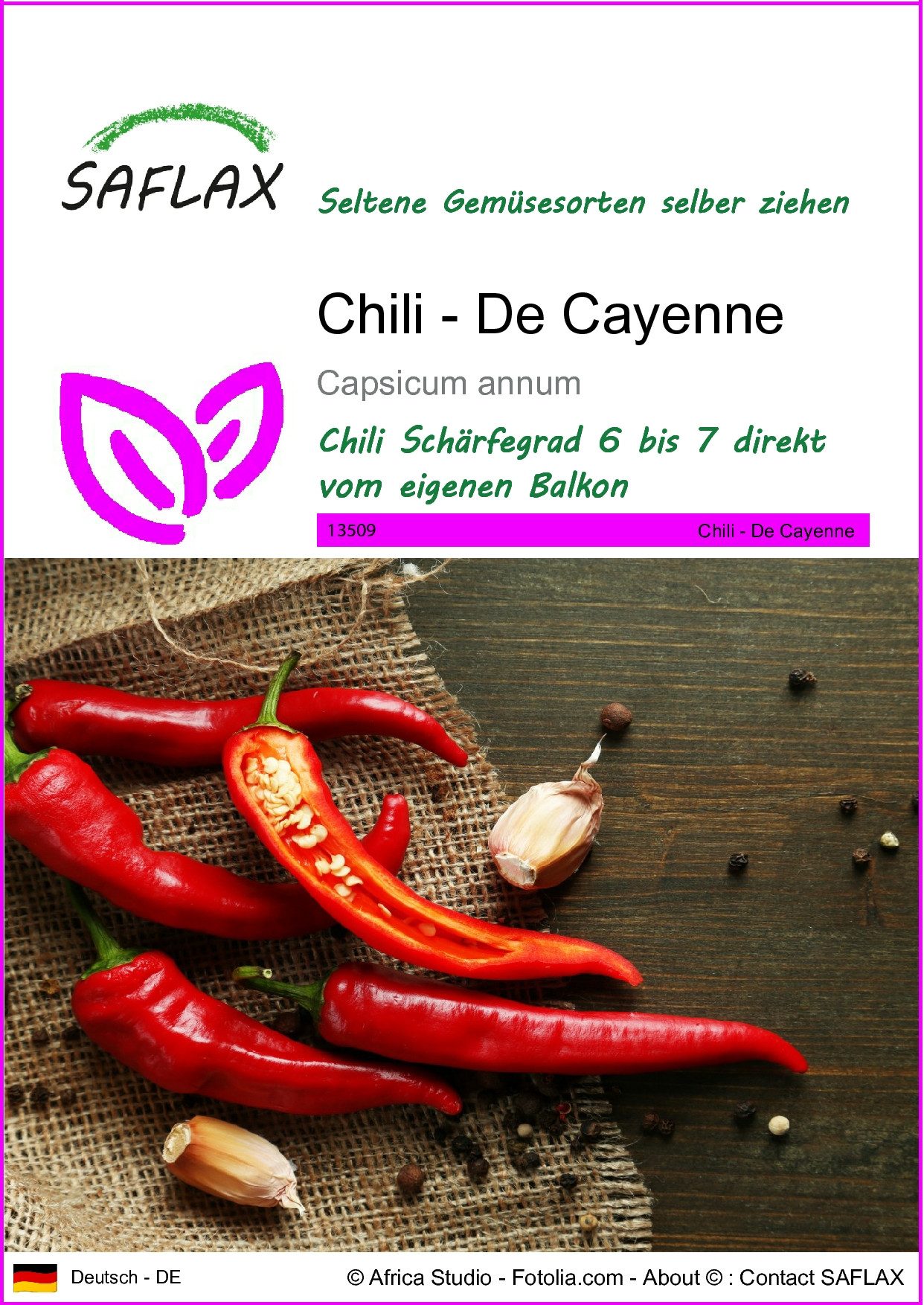 SAFLAX Gemüsesamen SAFLAX - Samen - Chili - De Cayenne