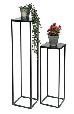 DanDiBo Blumenständer DanDiBo Blumenhocker Metall Schwarz 70 cm Eckig Blumenständer Beistelltisch FRA-005 Blumensäule Modern Pflanzenständer Pflanzenhocker