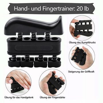 Cbei Handmuskeltrainer Handmuskeltrainer und Fingertrainer-Set Verstellbarer Grip Trainer 5er (1 verstellbarer Griff 1 x Finger-Trainer 1 x Fingerstretcher-Widerstandsband 1 x Handstärkungs-Griff-Ring 1 x Stressabbau-Griffball, Handtrainer für mehr Griffkraft und stärken Unterarm), Einstellbare Kraft, 5-60 kg.