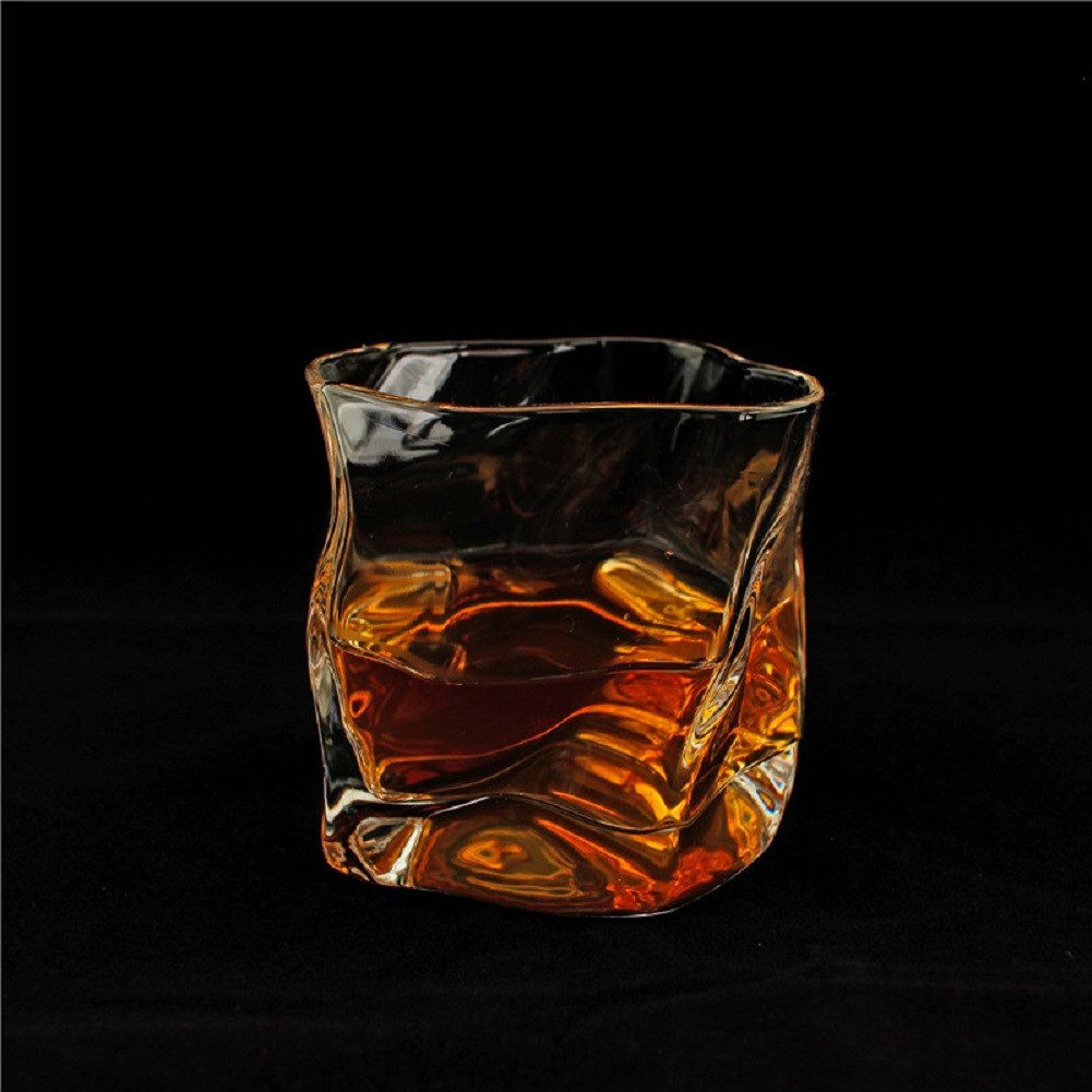 Winkee Whiskyglas Storm Formglas Sturm, Glas, unrund, wellig, ca. Ø 8 x 8,3 cm, für ca. 300 ml