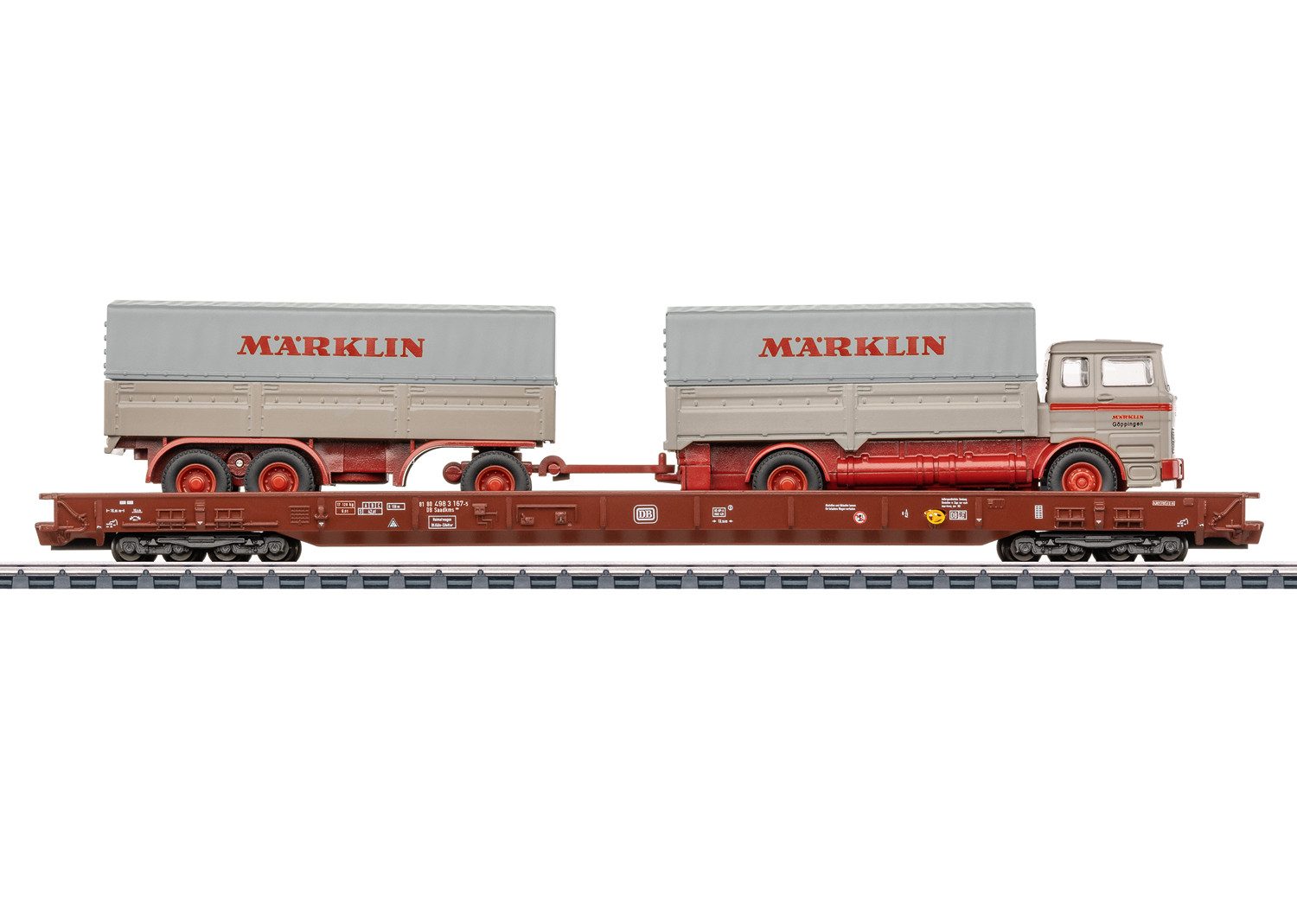 Märklin Güterwagen RoLa mit Märklin-LKW DB - 47412, Spur H0, LKW mit Licht- und Soundfunktion