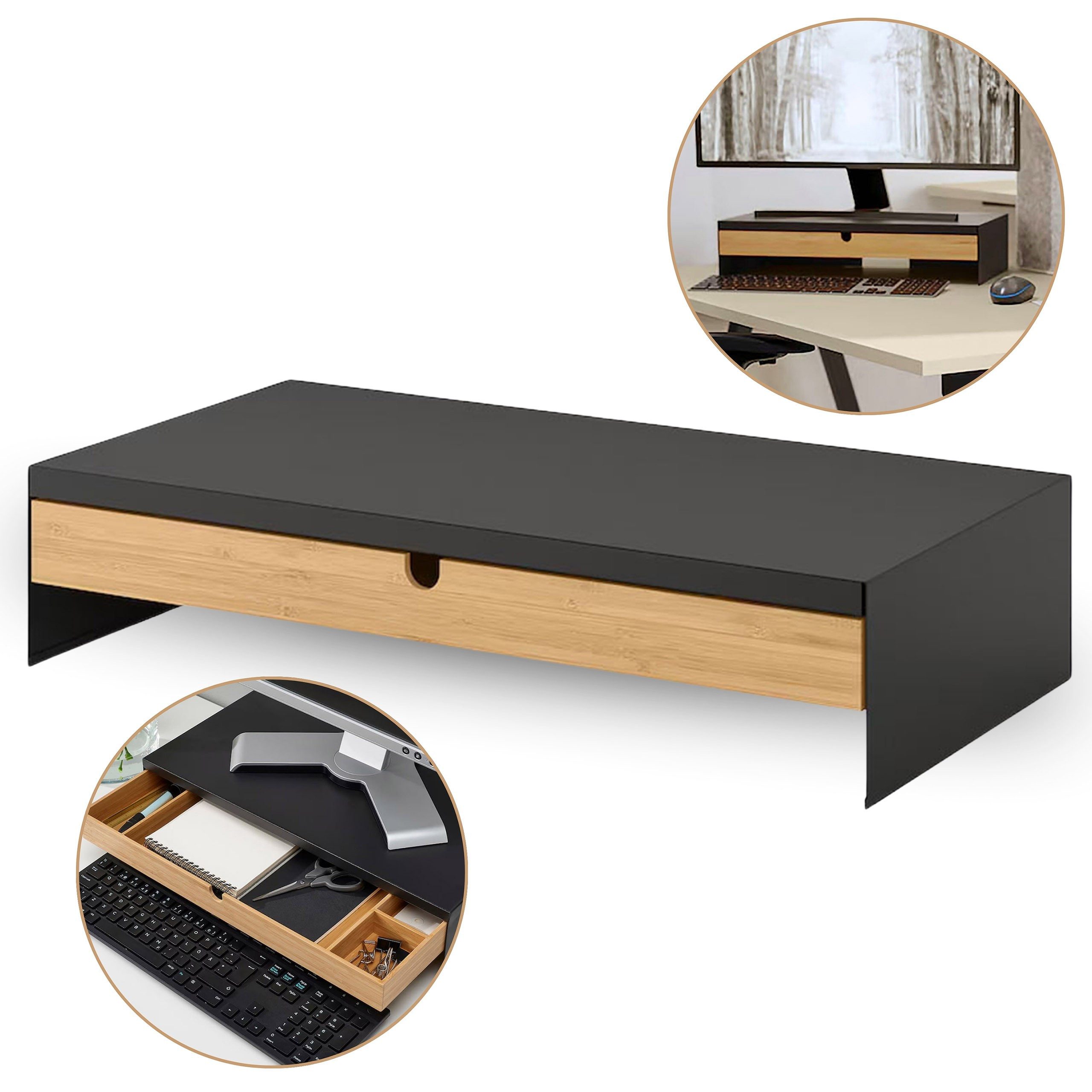 Sarcia.eu Monitorständer ELLOVEN Monitorständer mit Schublade, anthrazit IKEA