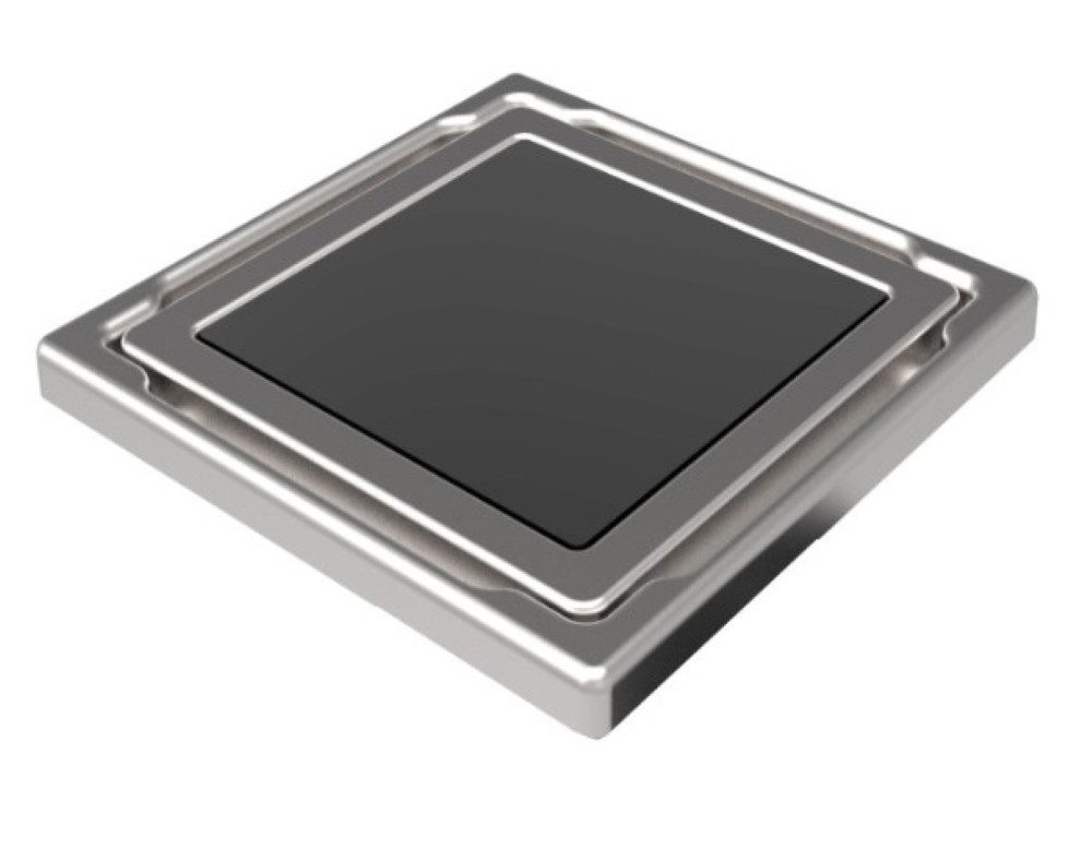 MERT Bodenablauf Duschablauf Edelstahl Glas Abdeckung 110x110 mm flach