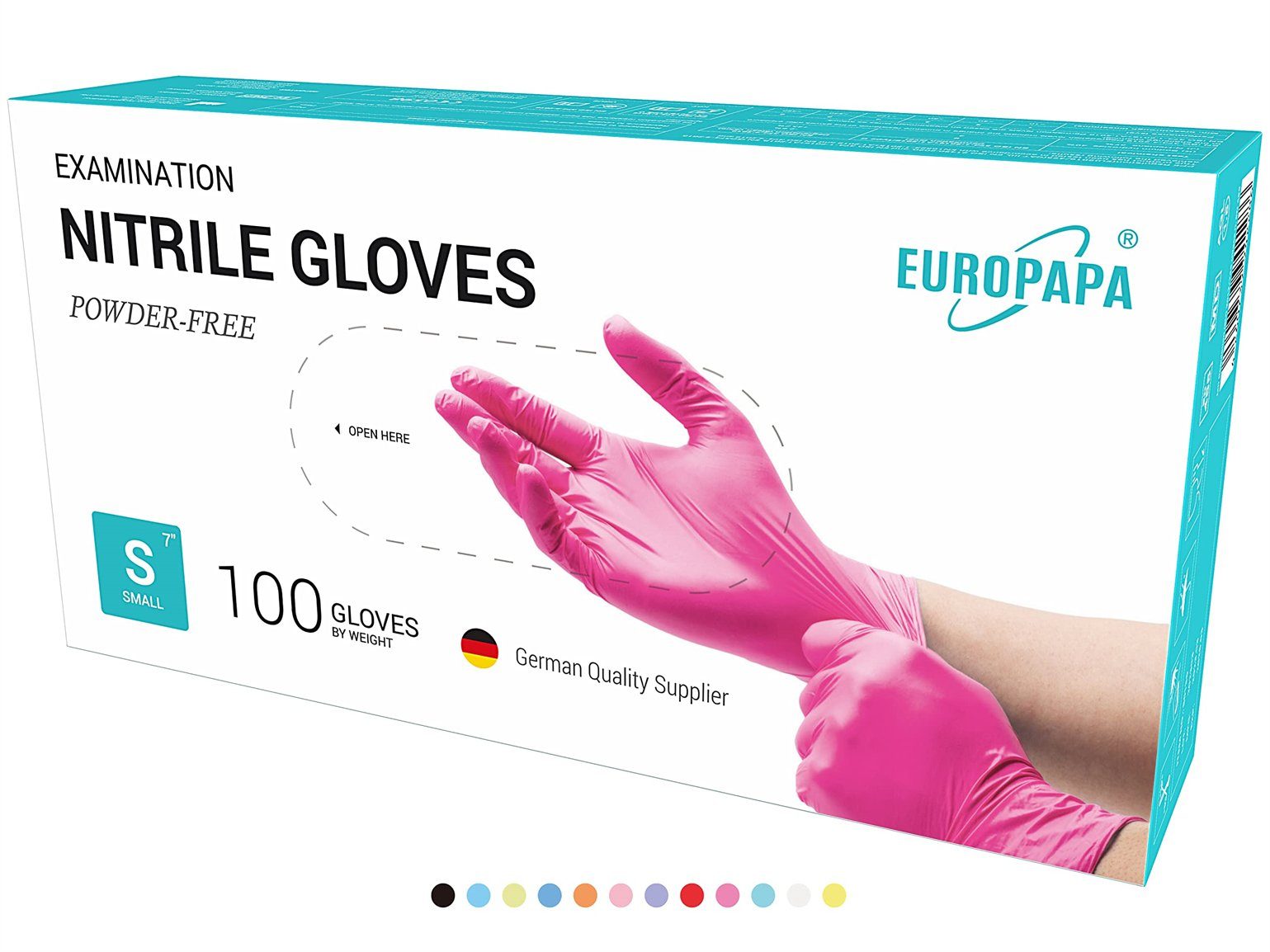 EUROPAPA Nitril-Handschuhe 500x Nitrilhandschuhe Einweghandschuhe (latexfrei, puderfrei) puderfrei, latexfrei