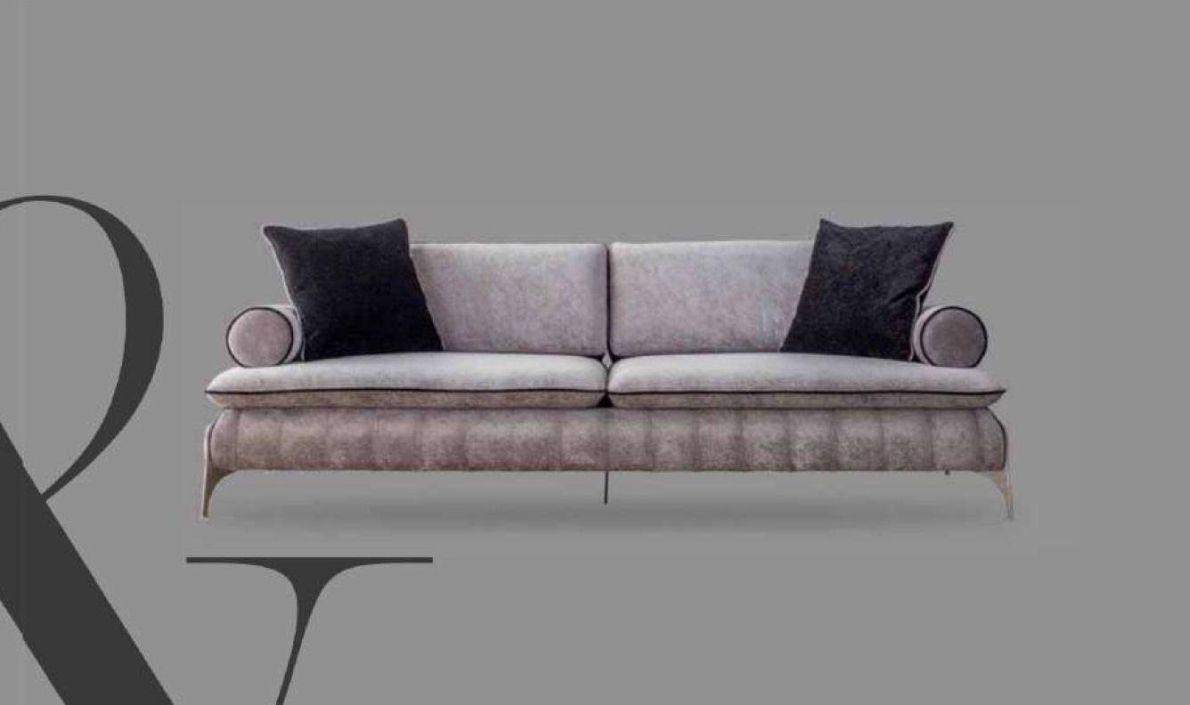 JVmoebel Sofa Sofa 4 Sitzer Sofas Grau Stoff Wohnzimmer Luxus Modern Neu, 1 Teile