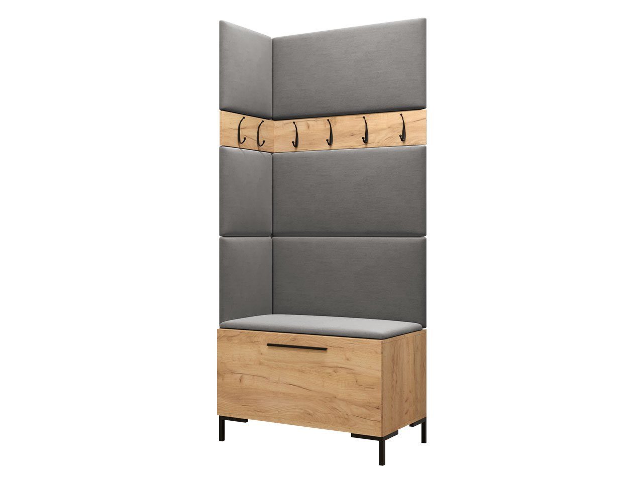 MIRJAN24 Garderoben-Set Zilion IV, (Komplett-Set, Schuhschrank, 2x Kleiderhakenbrett, Paneel 3x 42x42 und 4x 84x42), Auswahl aus Fronten und Polsterplatten