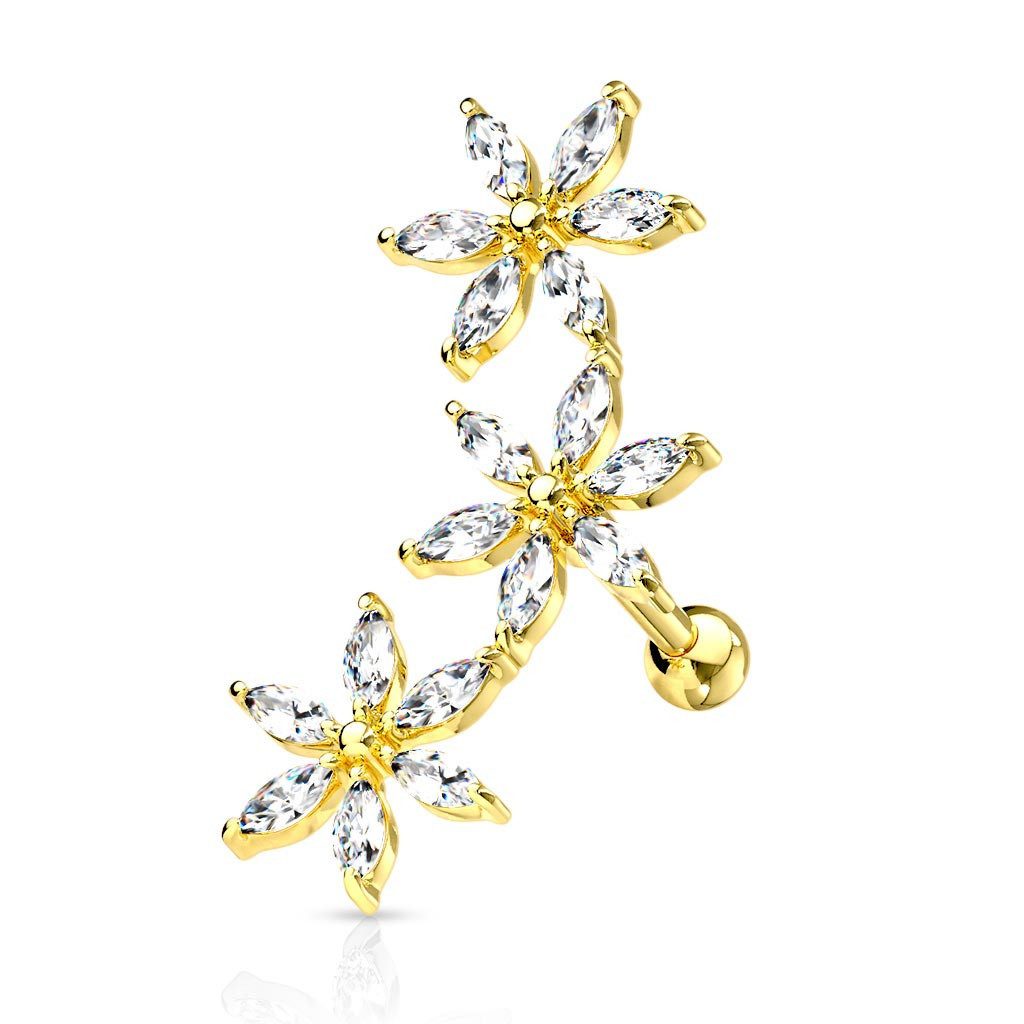 Order & Smile Schmuck Piercing-Set Helix Piercing Barbell Blumen, pflegeleicht