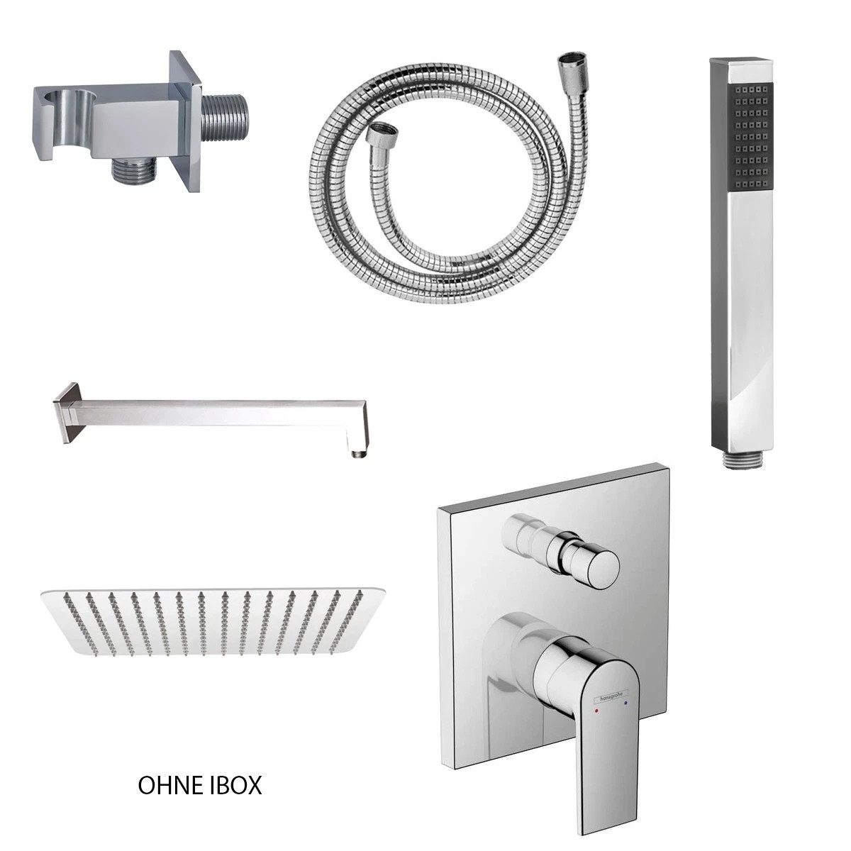 Belvit Duscharmatur Duschset mit Hansgrohe Unterputz-Wannenmischer, Chrom & günstig online kaufen