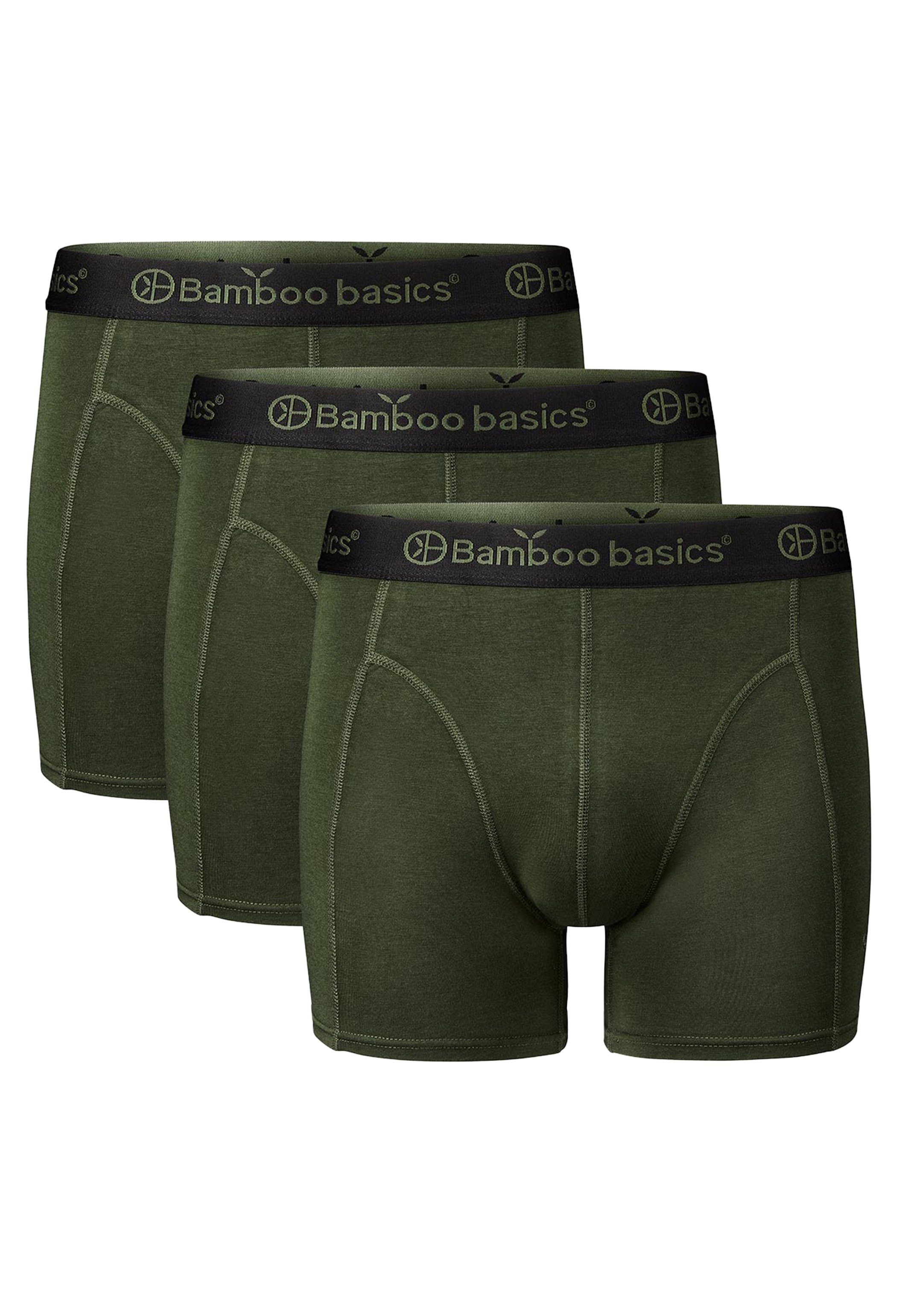 mit / Pant 3-St) Pack (Spar-Set, 3er Bamboo - Boxer - Weiches Short Retro Grün basics Retro Viskose Eingriff Ohne Material Rico