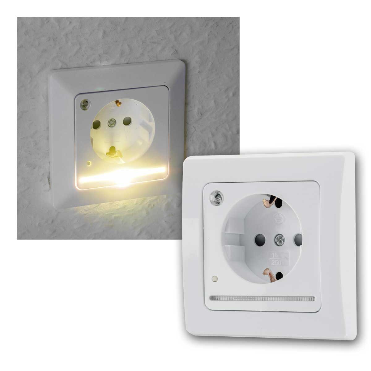 ChiliTec DELPHI Schutzkontakt-Steckdose weiß, mit LED Licht Unterputzschalter