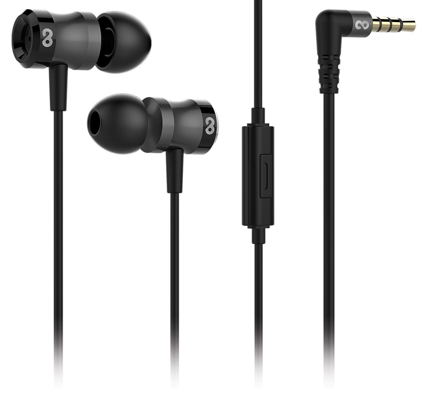 conecto conecto In-Ear Kopfhörer / Earphones mit 3 Ohrpassstücken (optional: In-Ear-Kopfhörer (In-Ear Ohrhörer, Headset) schwarz
