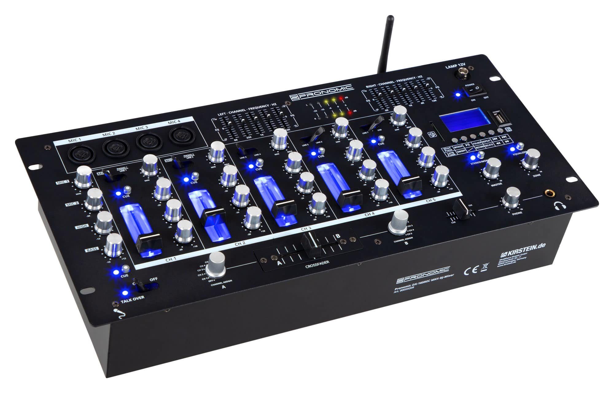 DJ Controller DX-165REC MKII DJ-Mixer - 5-Kanal-Mischer mit USB/SD/Bluetooth-Player