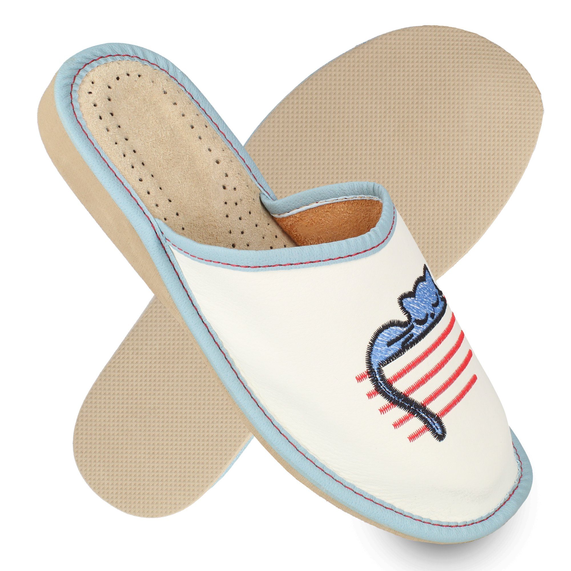 filsko Lapua Damen Hausschuh mit schlafender Katze Stickerei, un-/gefüttert