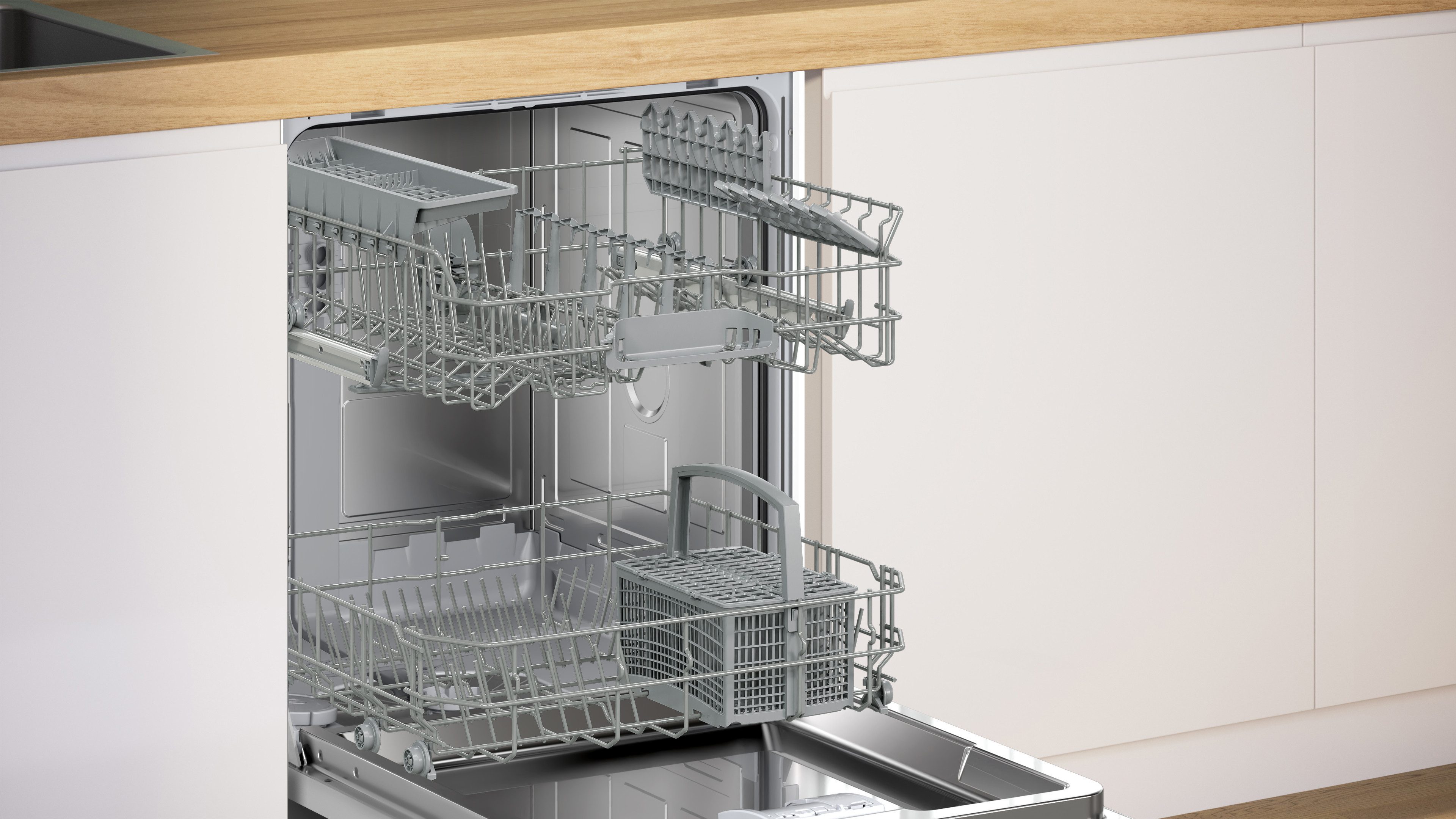 BOSCH teilintegrierbarer Geschirrspüler Serie 2 SMI2HTS08E, 13 Maßgedecke, Geräuschreduktion bis zu 30 Minuten dank Silence on demand – Bild 4 von 5