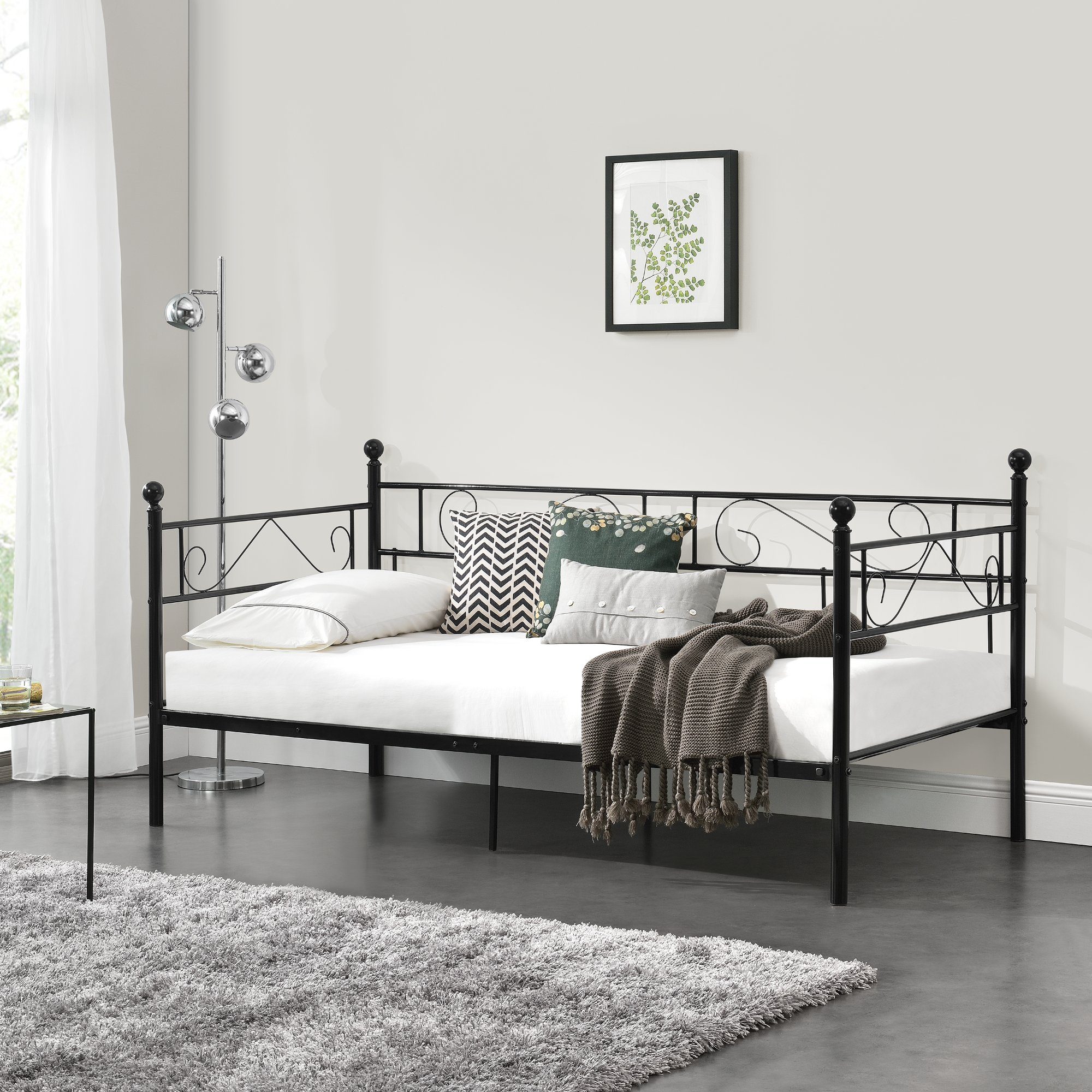 en.casa Metallbett, »Granada« 90x200 cm Stahl Schwarz günstig online kaufen