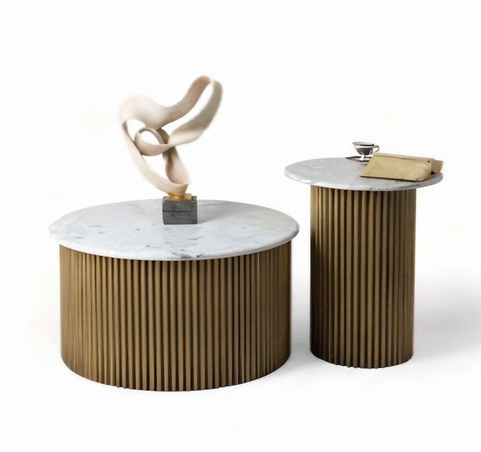 Xlmoebel Couchtisch XLMOEBEL Couchtisch- und Beistelltisch-Set in Grün mit Marmoroptik (Set, Couchtisch- & Beistelltisch-Set), Made in Europa
