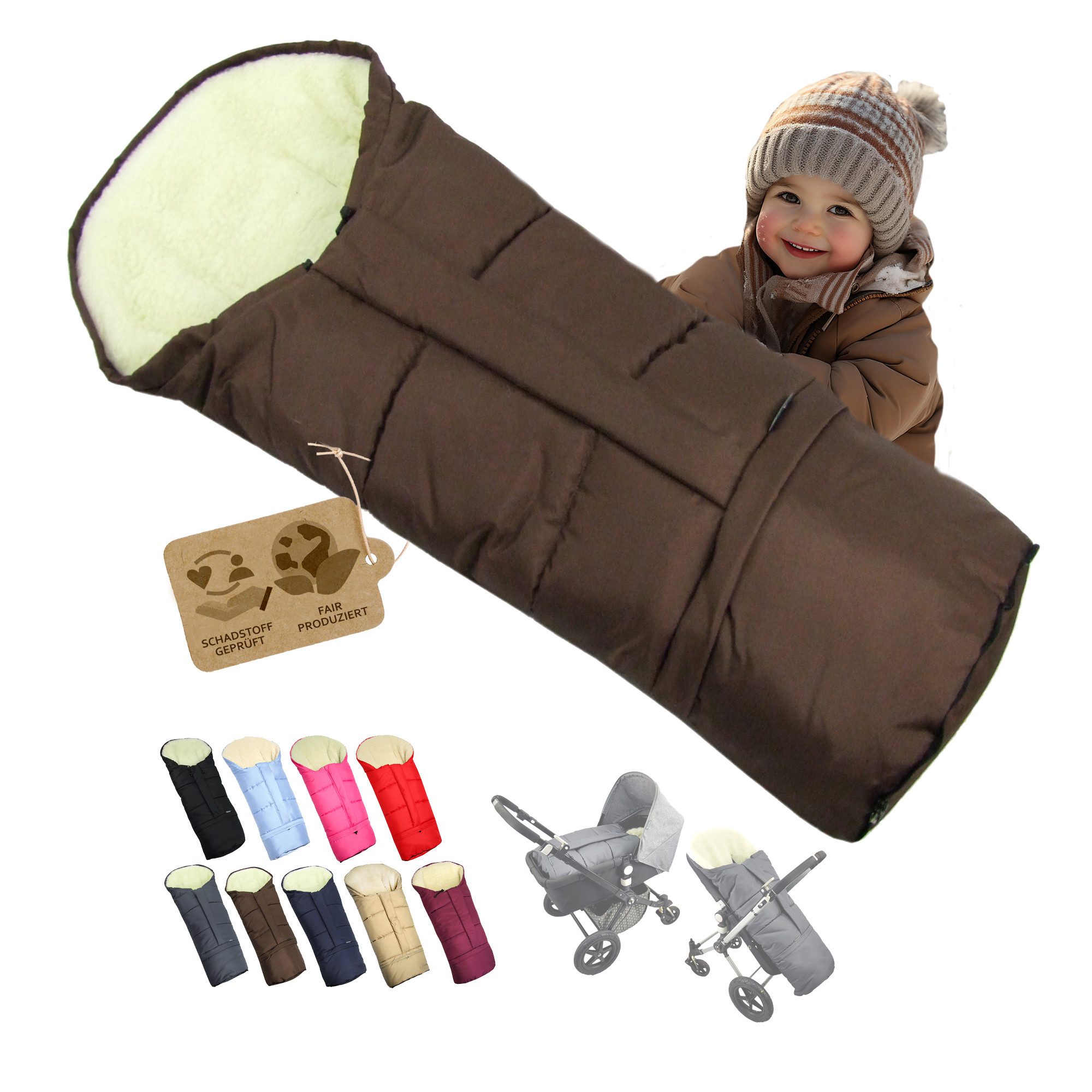 BambiniWelt by Rafael K. Fußsack Winterfußsack Fußsack für Kinderwagen Buggy mumienform Wolle UNI