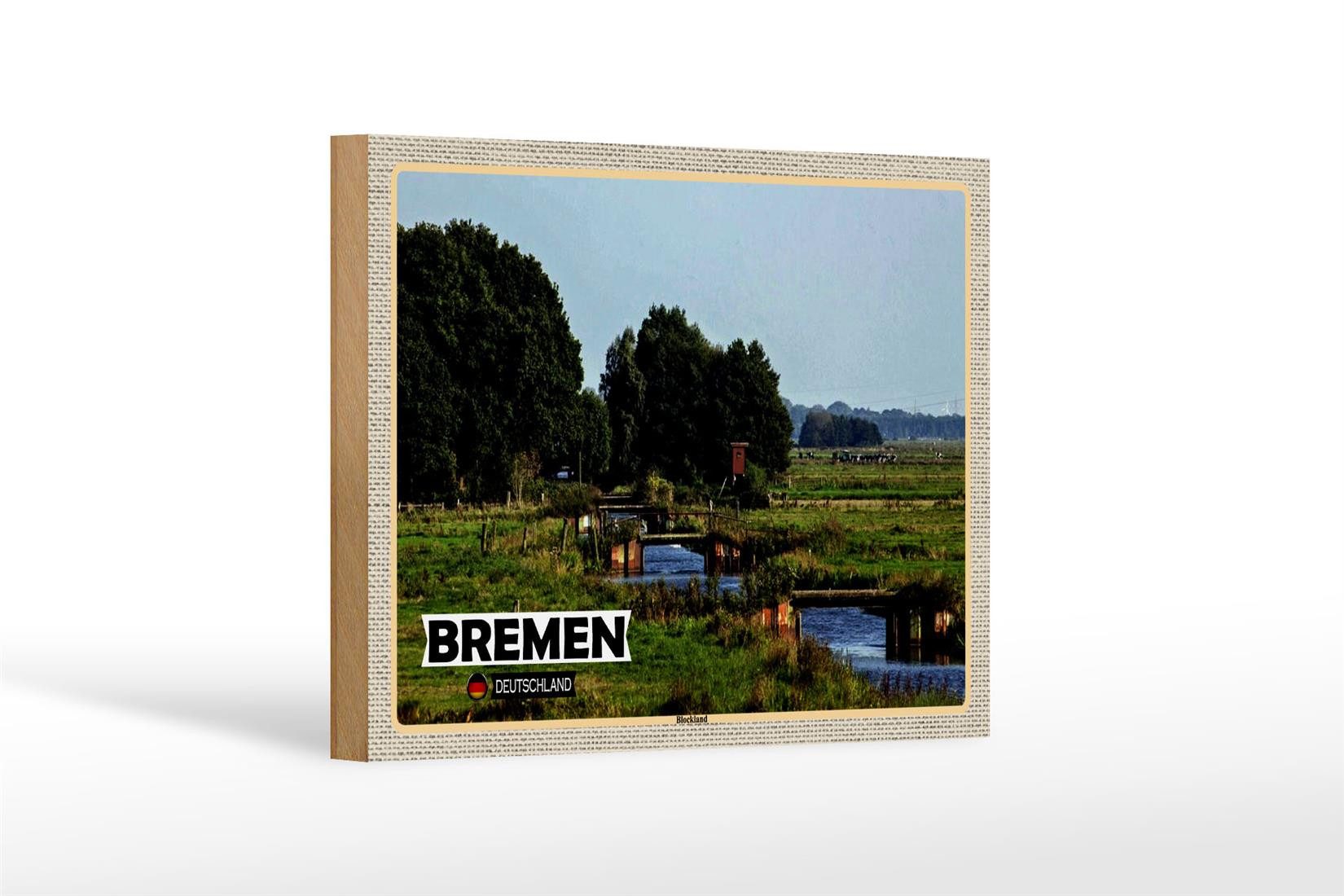 Femer GmbH Holzbild Städte Bremen Deutschland Blockland 18x12 cm, (1 St), Glatte Holzfaserplatte (MDF), vorn beschichtet