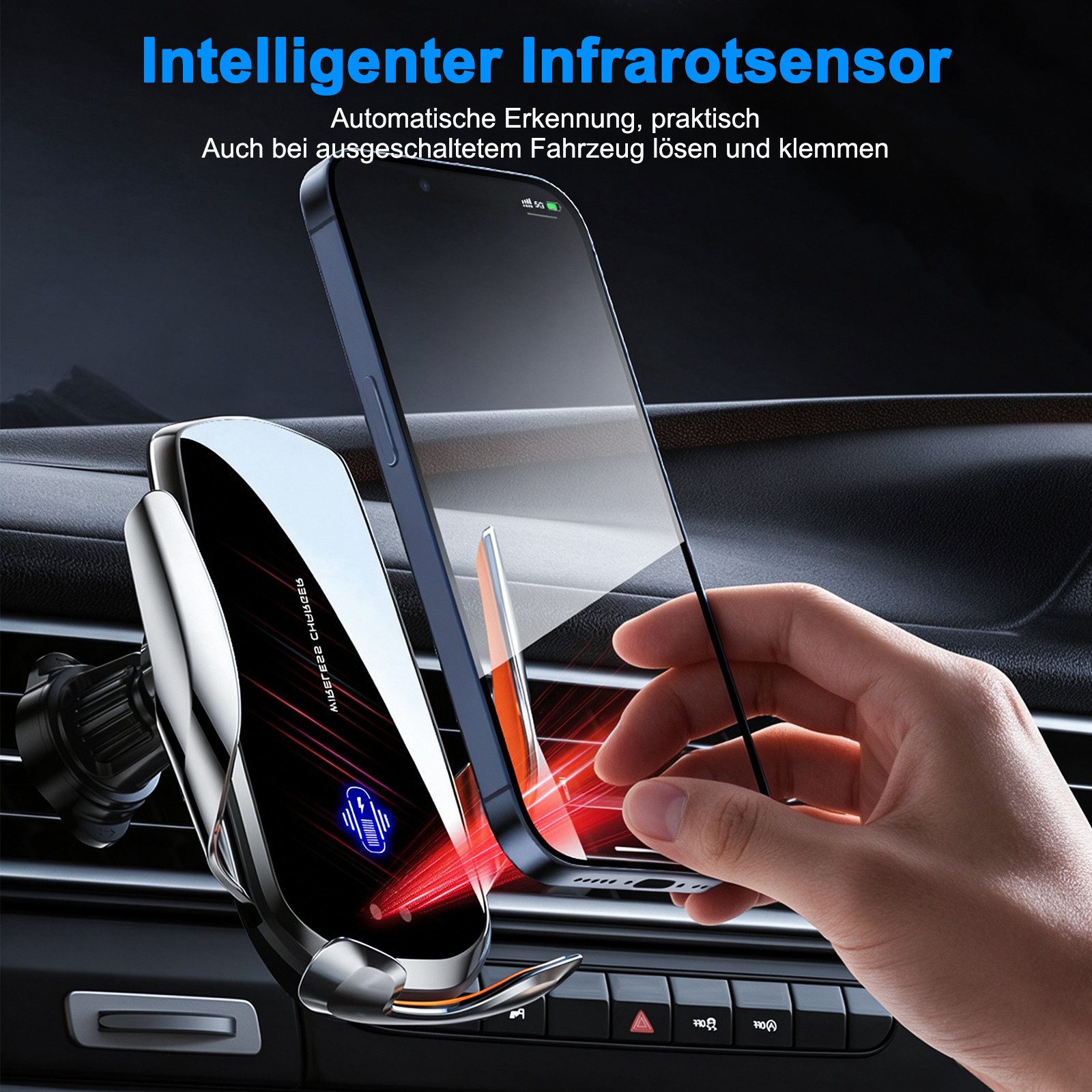 neue dawn Handy-Halterung Kabelloses Ladegerät Induktives Auto Handyhalterung für iPhone Samsung, (für iPhone Duo 18 17 16 15 Pro Max,Samsung Galaxy S26 S25 S24 – Bild 3 von 5