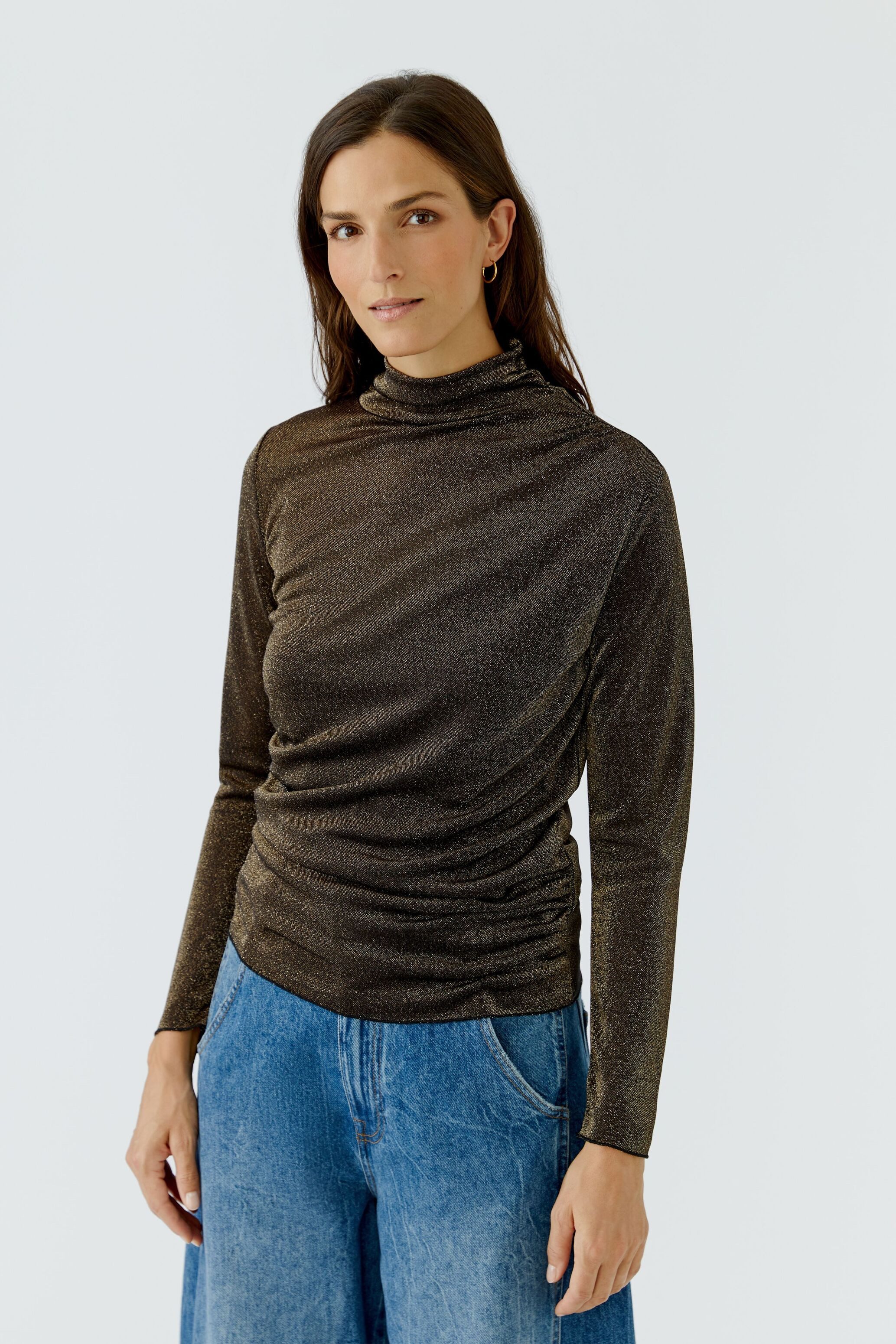 Oui Langarmshirt Tailliert geschnitten Rollkragen