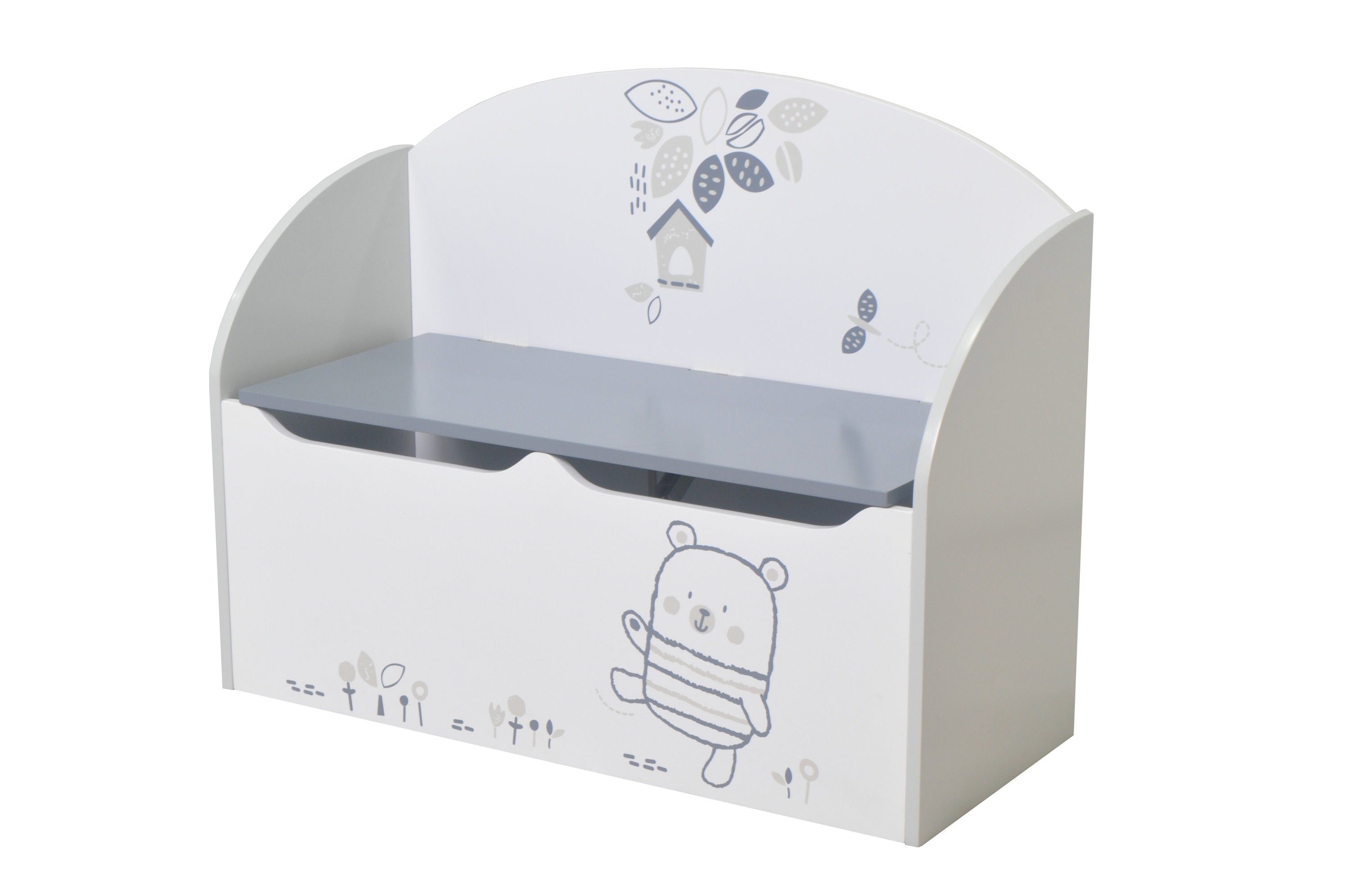 Frei Box Kindertruhe in habeig weiß cm, Kindersitzbank Toy MDF Truhenbank 69x29x54 stellbar den Raum