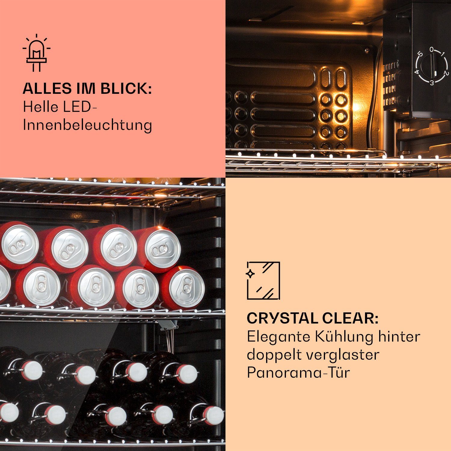 Klarstein Getränkekühlschrank HEA-Beersafe-XXL-c 10041893, 83 cm hoch, 47.5 cm breit, Bierkühlschrank Getränkekühlschrank Flaschenkühlschrank mit Glastür