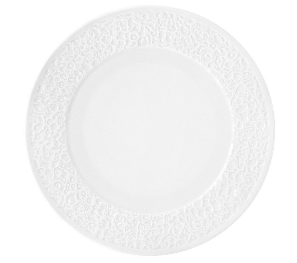 Seltmann Weiden Speiseteller Nori Teller flach 28cm Relief schmal weiß uni, (1 St), Essteller