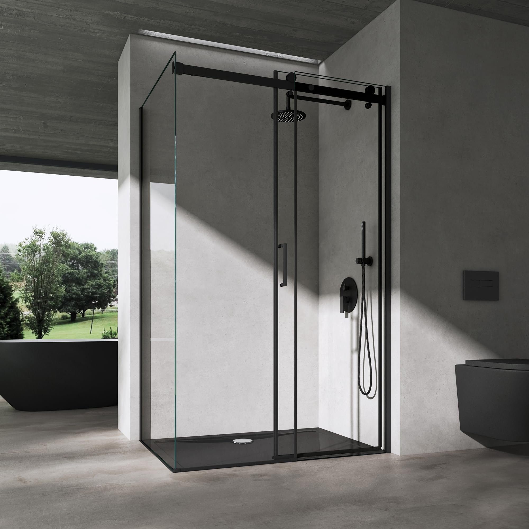 doporro Eckdusche Duschkabine Ravenna19K schwarz ESG-Sicherheitsglas günstig online kaufen
