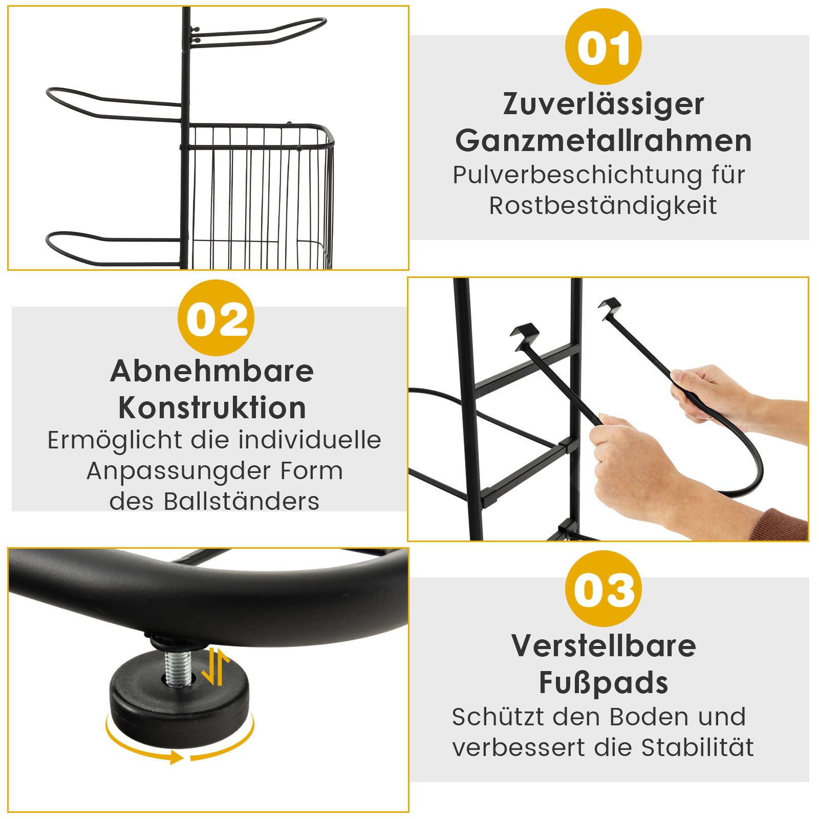 KOMFOTTEU Sportgeräte-Regalwagen, Basketball Aufbewahrungsregal mit 7 günstig online kaufen