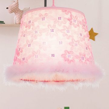 etc-shop Dekolicht, Leuchtmittel nicht inklusive, Pendel Lampe Spiel Kinder Zimmer Decken Textil Schirm Mädchen Hänge